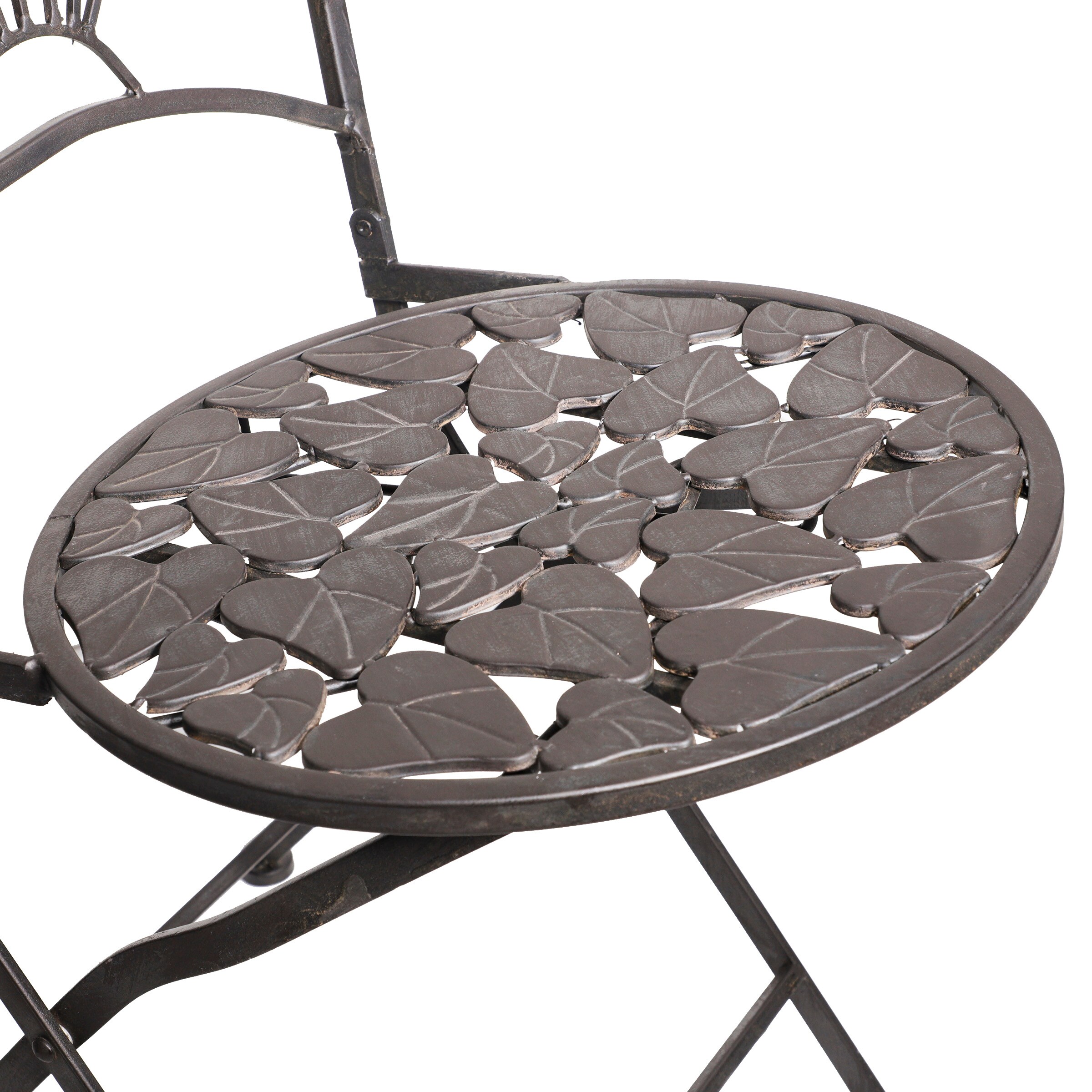 Black Iron 3-Piece Garden Bistro Set with Leaf Design