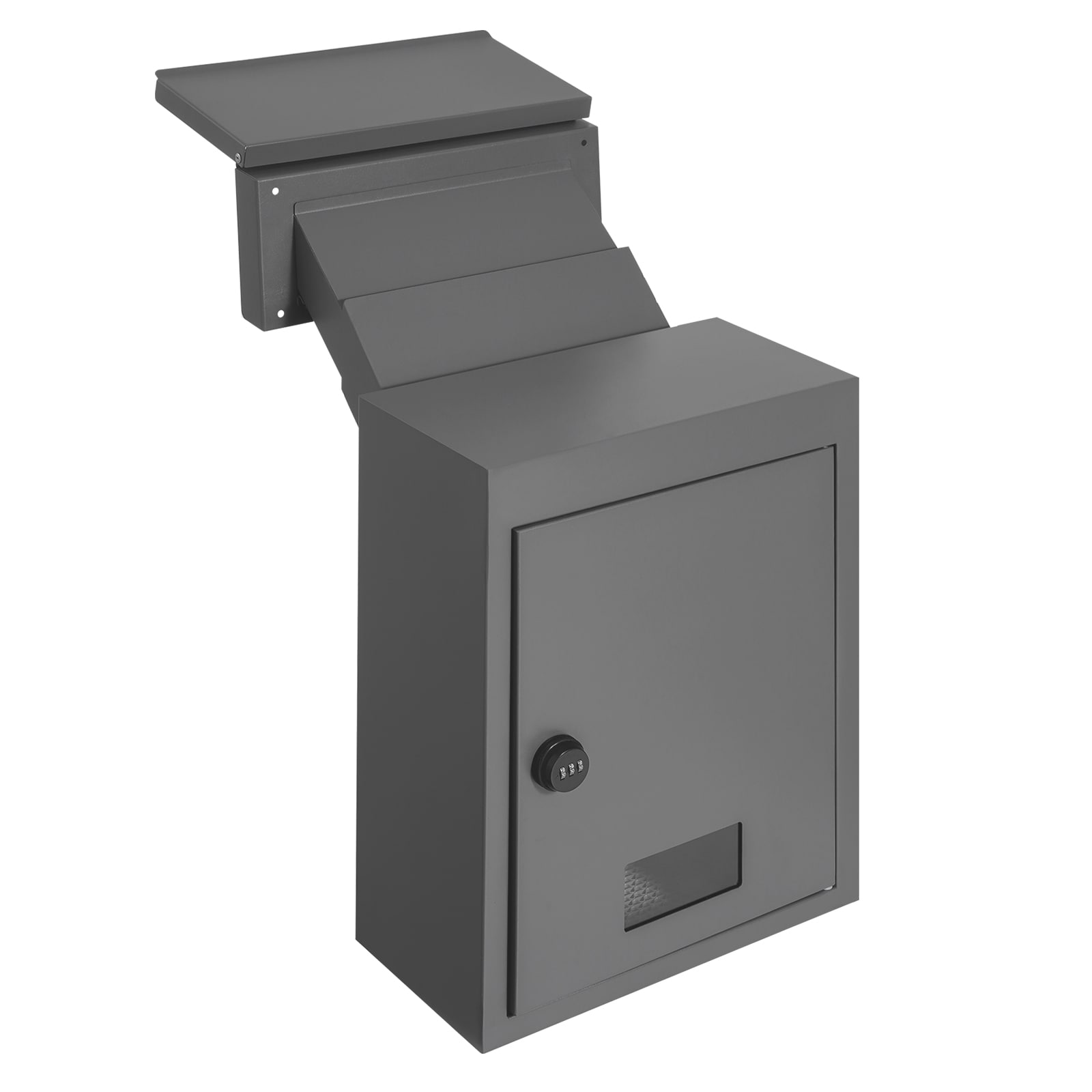 VEVOR Through The Wall Drop Box Heavy Duty Steel Through The Wall Mailbox with 2.8-7.9in 13in Combination Lock 12.5x6.3x16.9 Mail Drop Box Dark Gray