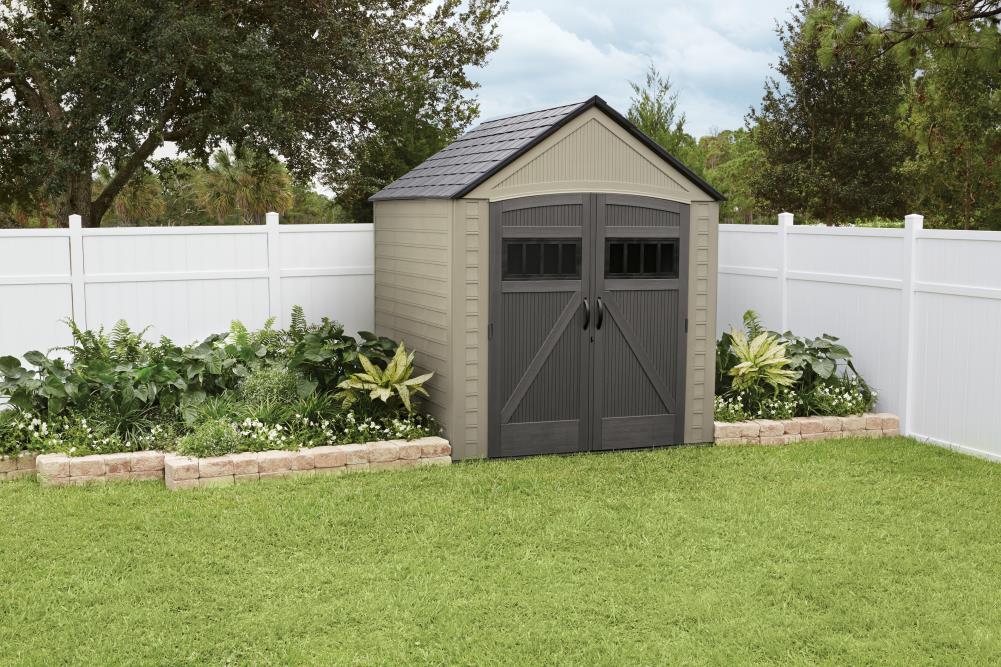 Rubbermaid 7-ft x 7-ft Roughneck Gable Resin Storage Shed (Floor Included)  at
