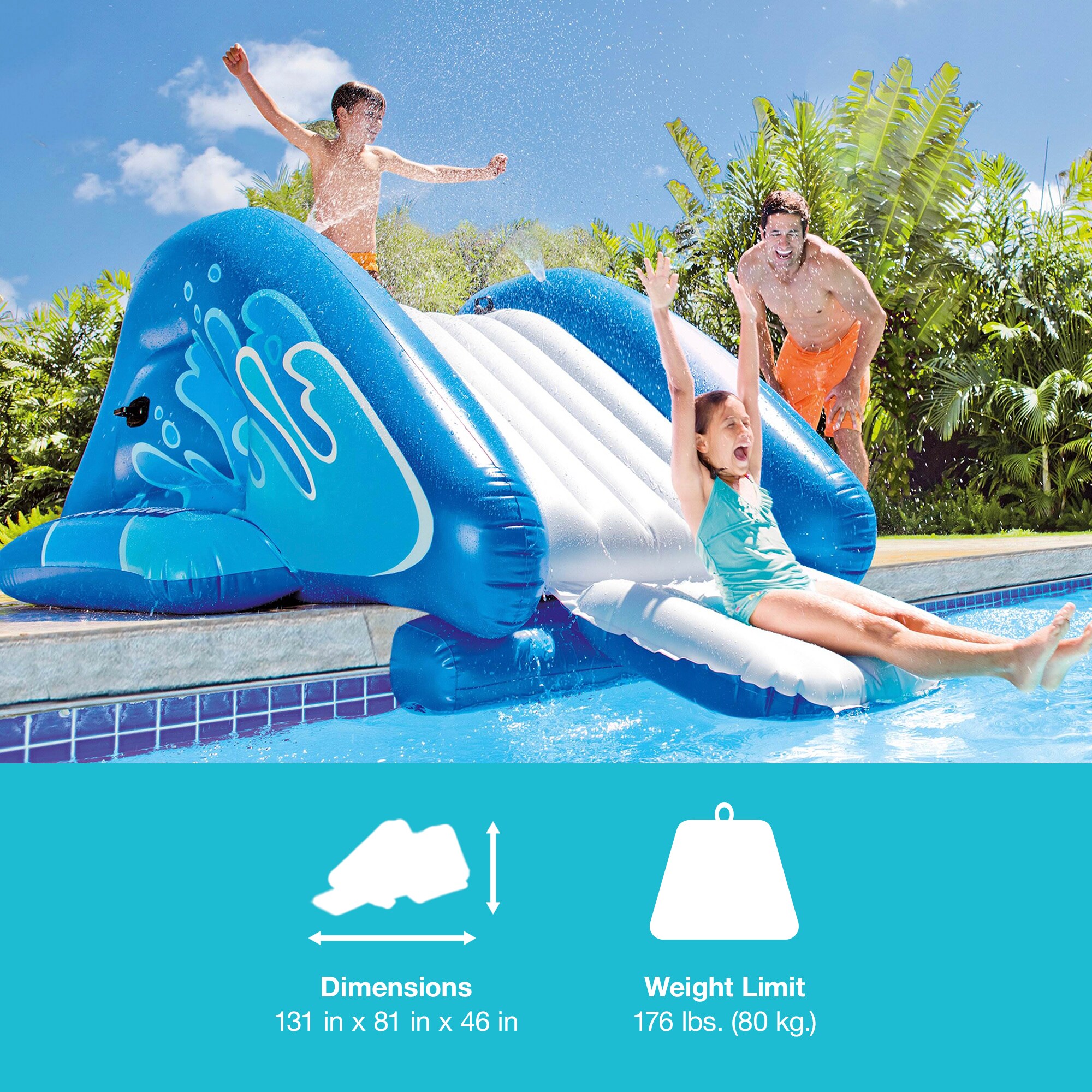 Intex 131 in L x 81 in W Blue Rectangle Kiddie Pool 75239 at Lowes