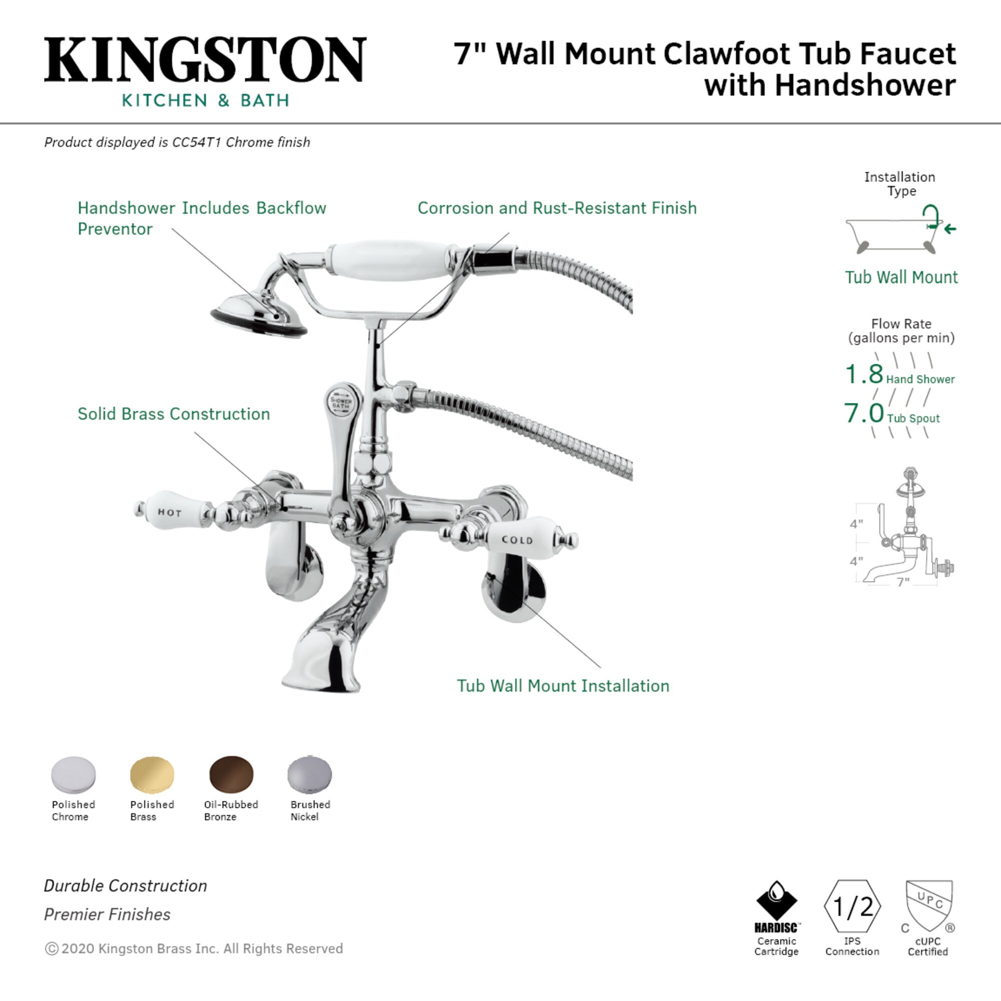 Kingston Brass WLCC53T8 Roman-Tub-Faucets - View #3