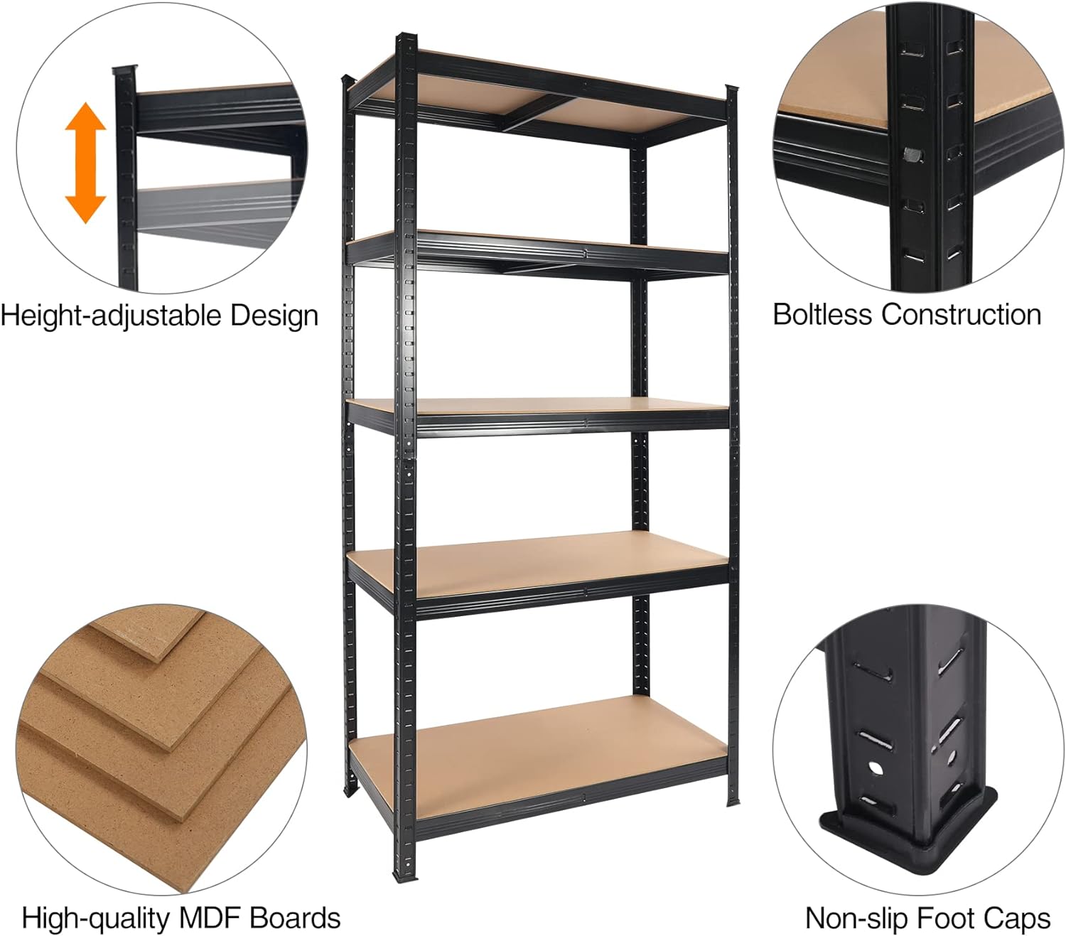 ZAKLOOP XU1390104715 35.5-in W x 15.8-in H x 15.8-in D 4 -Cabinets Composite wood Black Garage Storage System