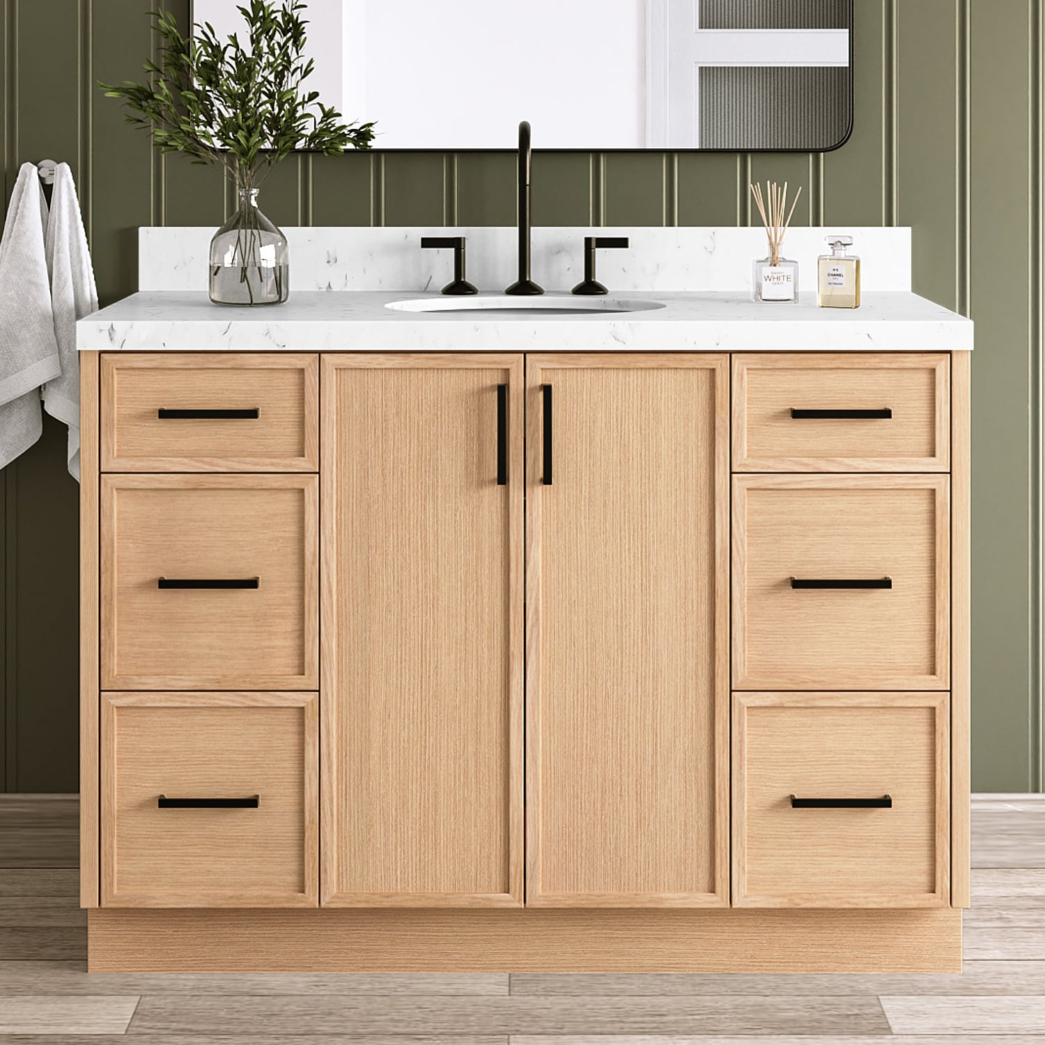 ARIEL Kelly Undermount Single and Double Sink Bathroom Vanity with Quartz and Marble Tops