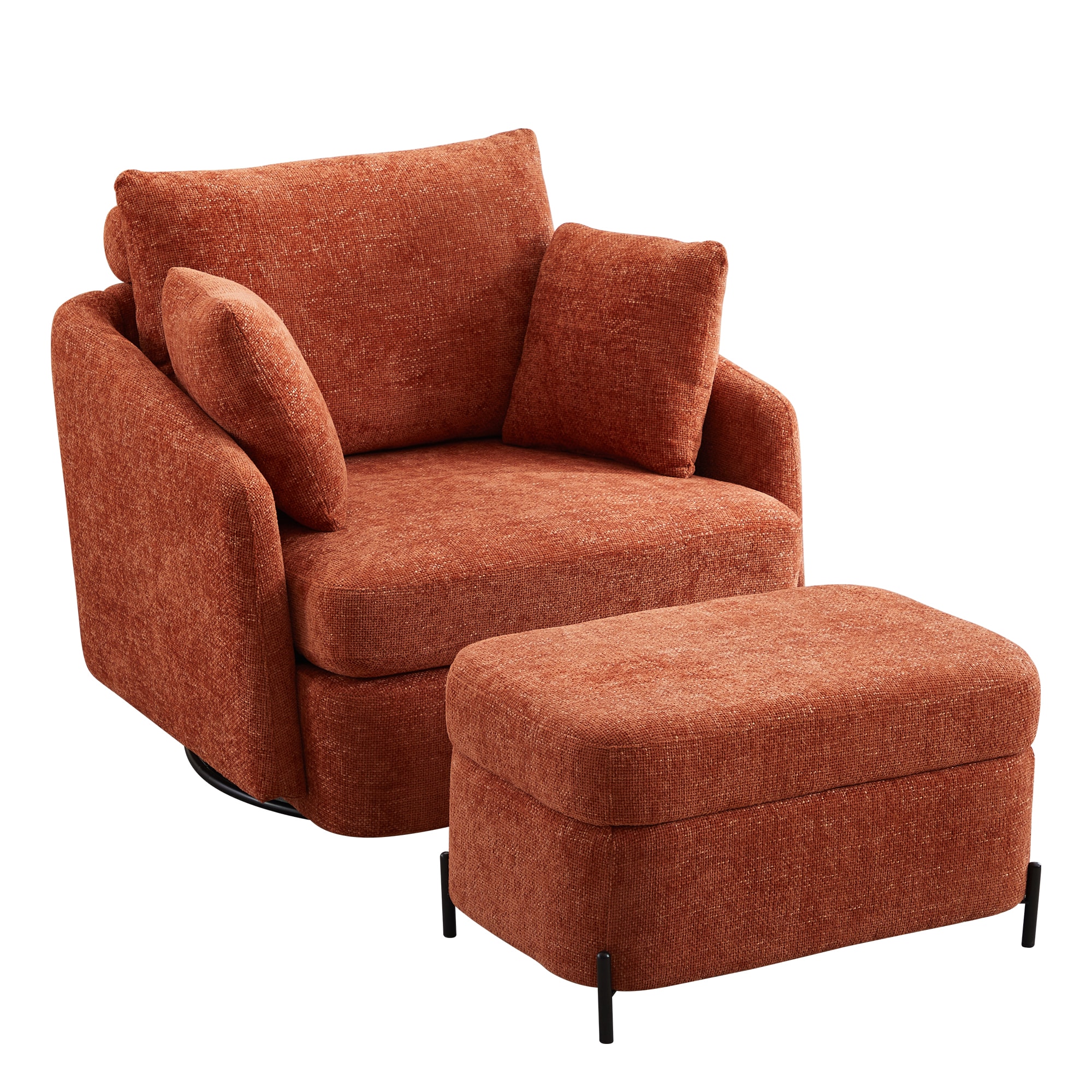Hrinhom HC-W1103-ORANGE Modern ORANGE Swivel Accent Chair