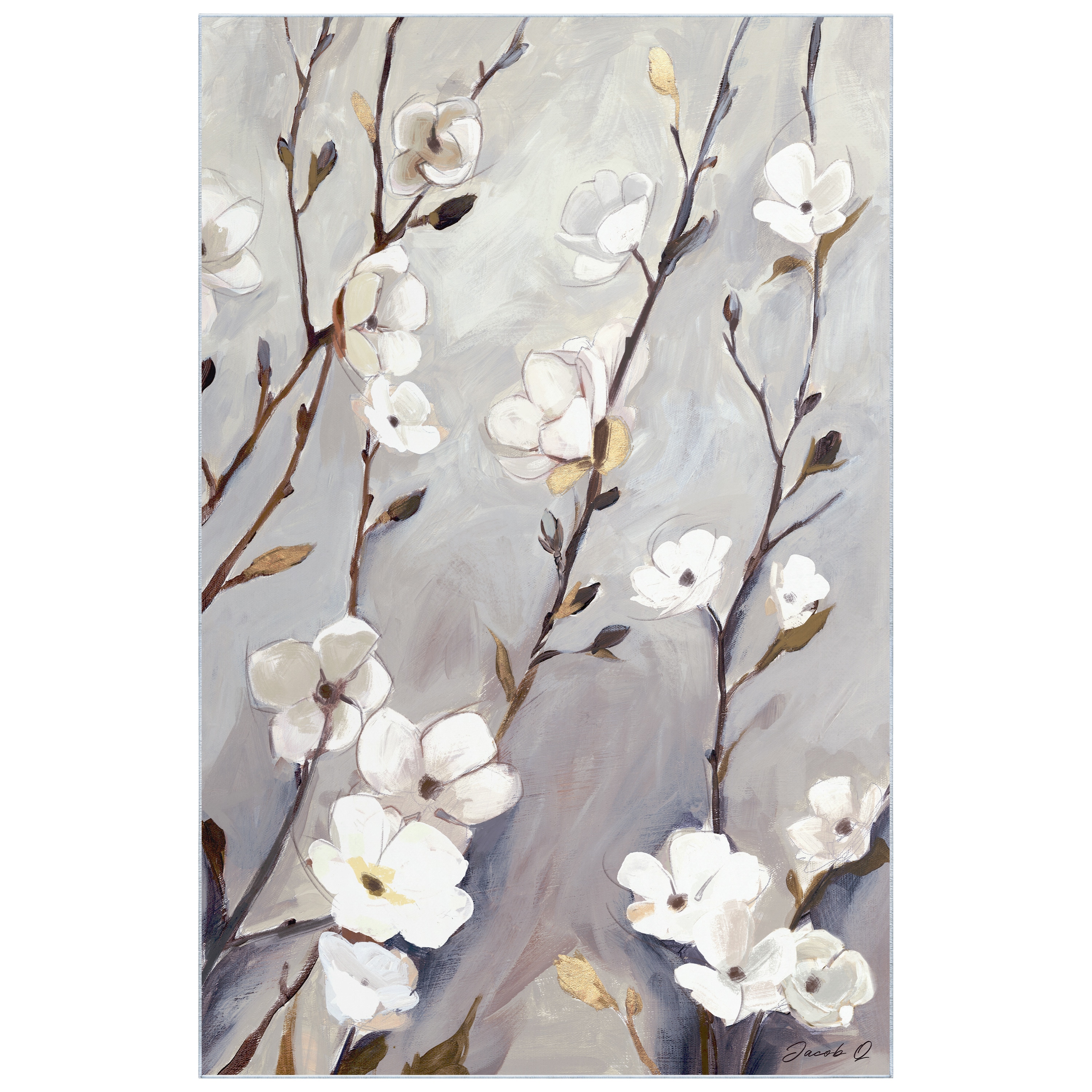 Empire Art Direct TDA-PI057-0508C2 5 x 8 (ft) Polyester Multi-Colored Rectangular Indoor Floral/Botanical Area rug