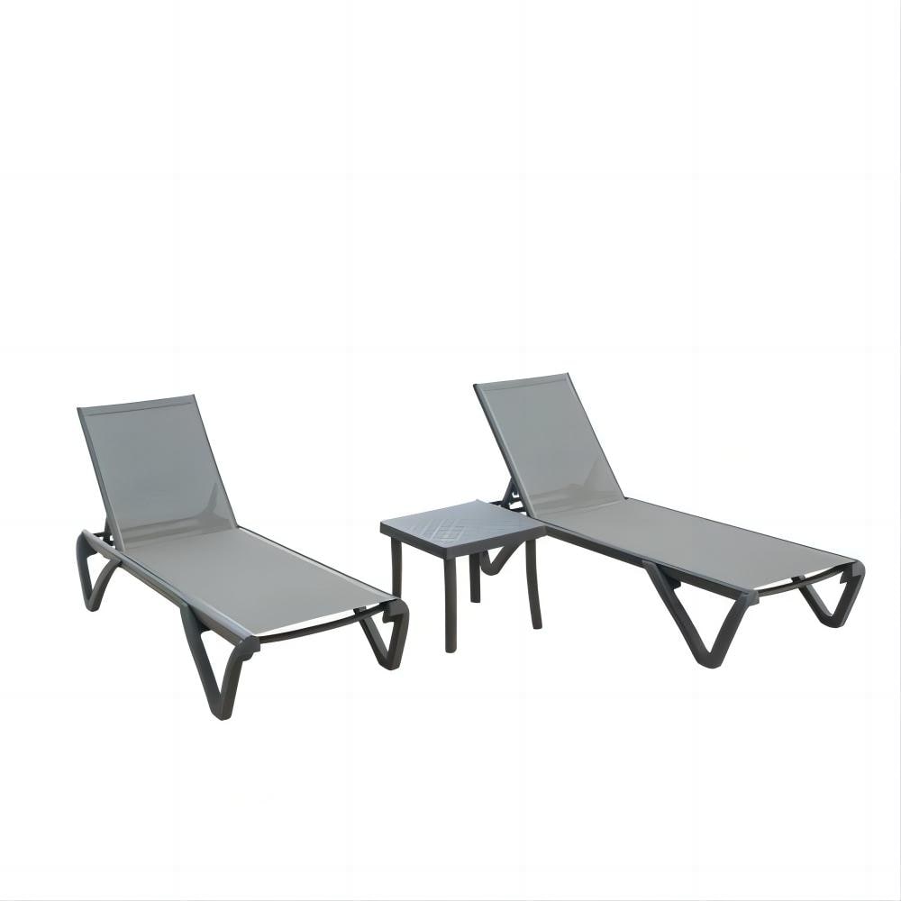 Clihome CL-DOL84GY Patio Chaise Lounge Chair Set of 3 3 -Piece Woven Patio Conversation Set with Gray
