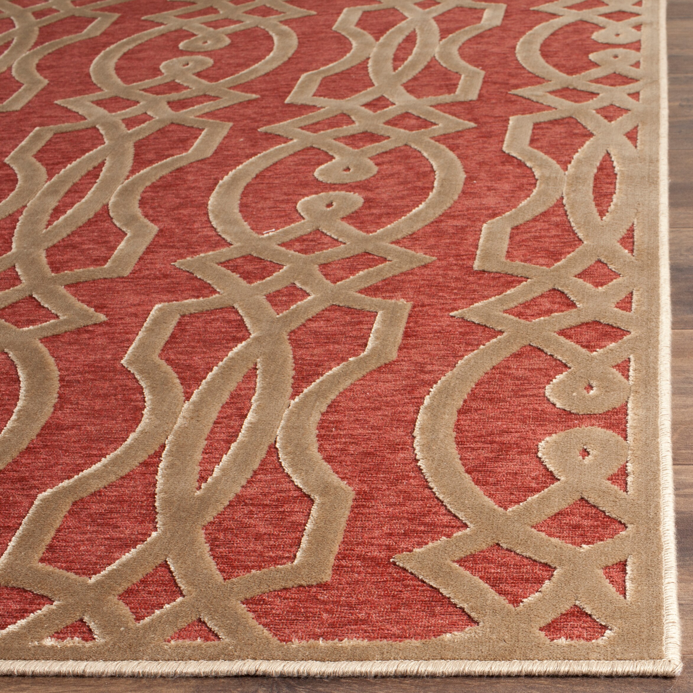 Handmade Tufted Blue Geometric Viscose Area Rug, 48" x 32"