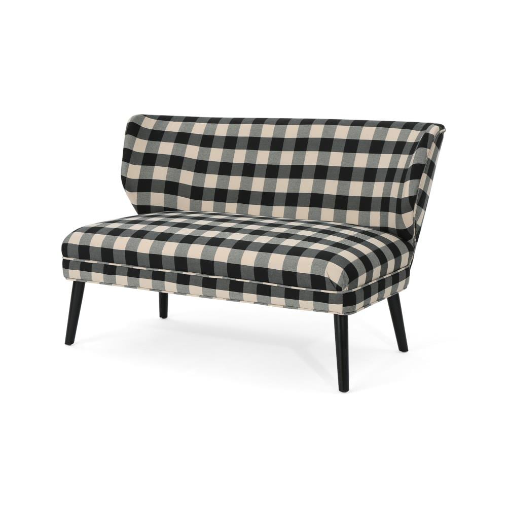 Best Selling Home Decor 305731 Desdemona 51.50-in Farmhouse Black checkerboard 2 -seater Settee