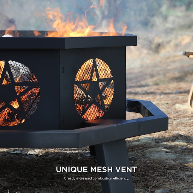 Vicinity 43-in 43.11-in W Black Steel Wood-Burning Fire Pit Vicinity 43-in 43.11-in W Black Steel Wood-Burning Fire Pit
