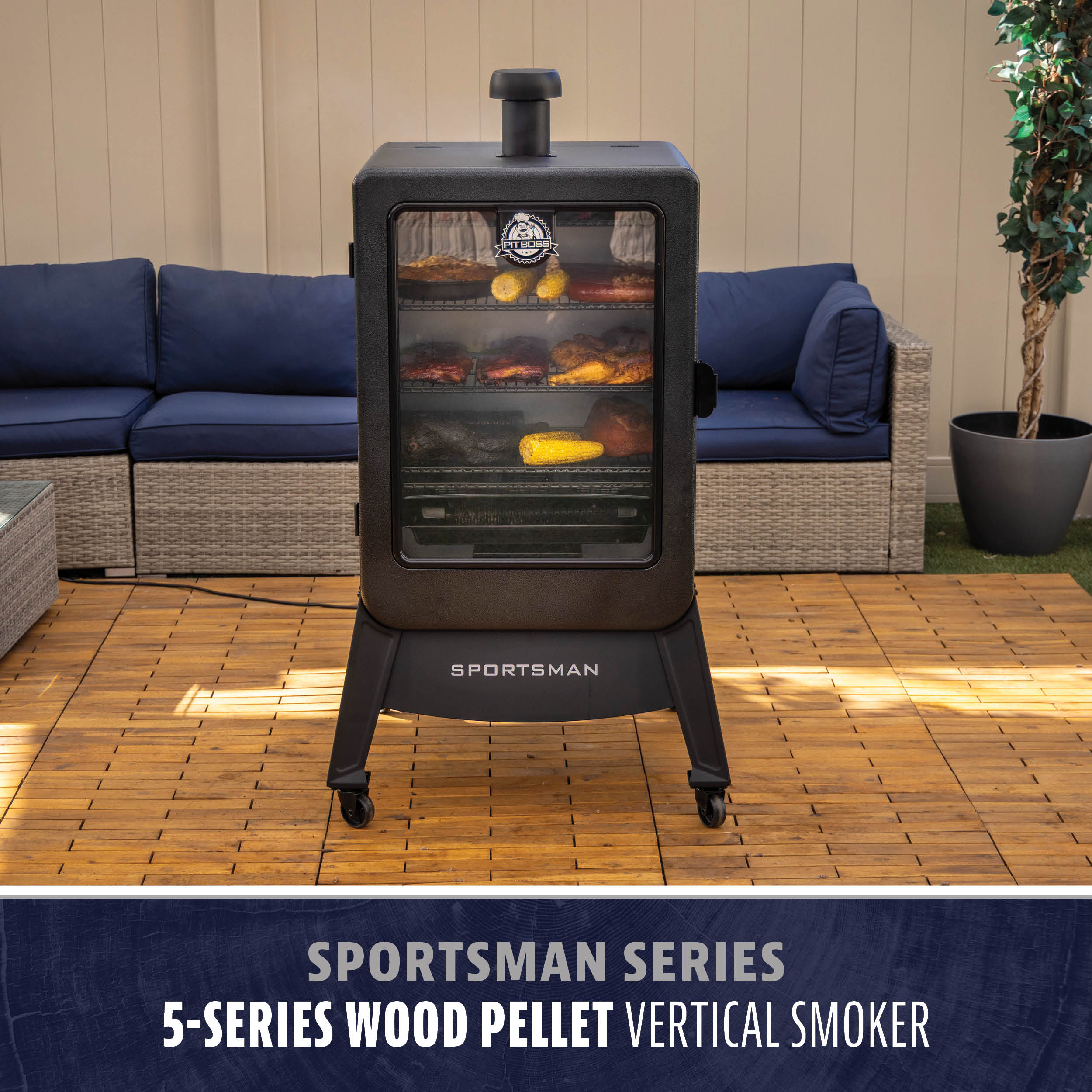 Pit Boss Sportsman Series Vertical 5 Series 1679-Sq. in Gray Pellet Smoker Sansujyuku sansujyuku.com