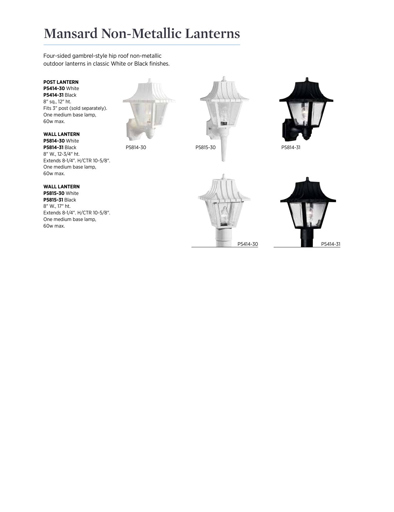 White Ribbed Mansard Roof Outdoor Wall Lantern with Clear Acrylic Panels
