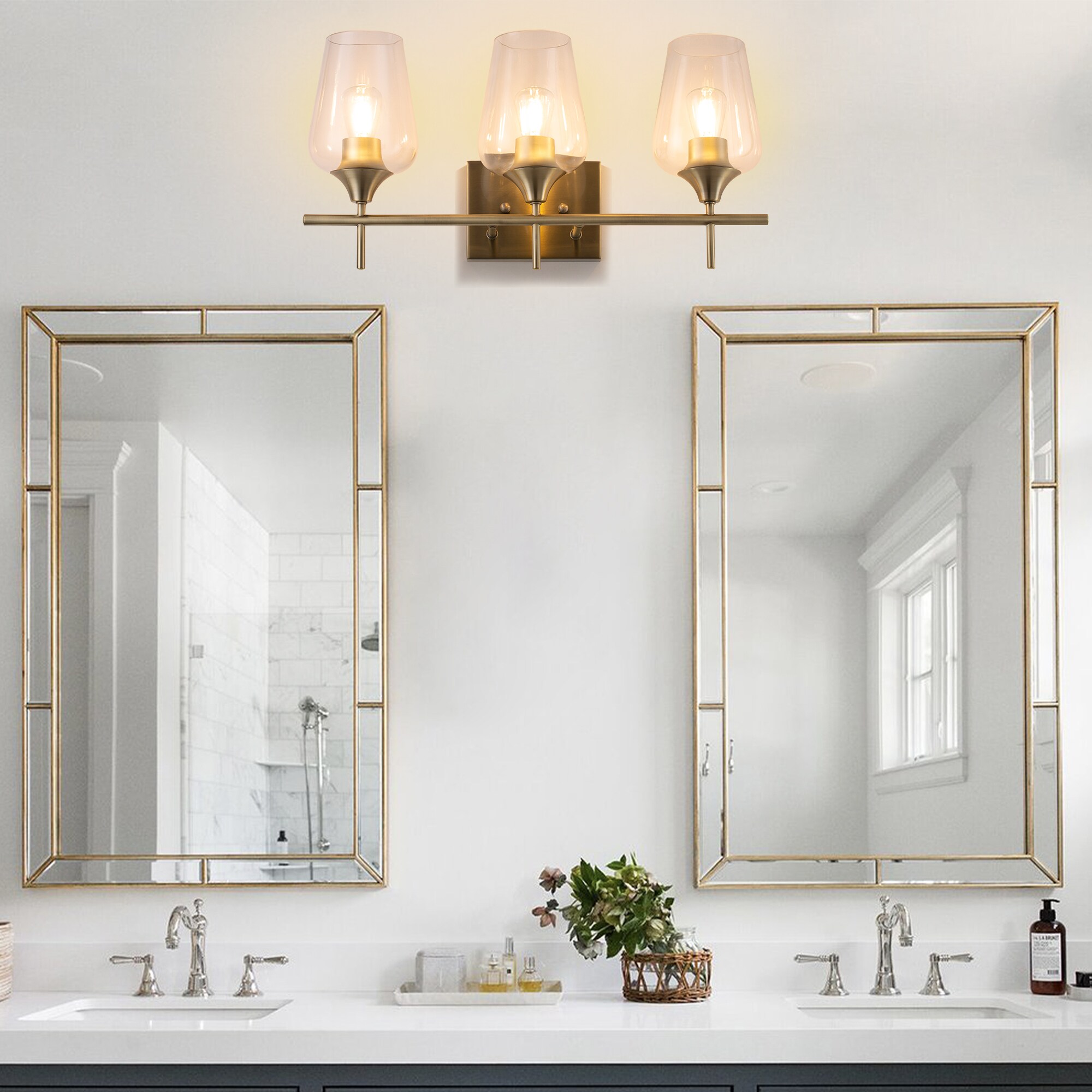 CO-Z 21-in 3-Light Antique Brass LED Modern/Contemporary Vanity Light ...