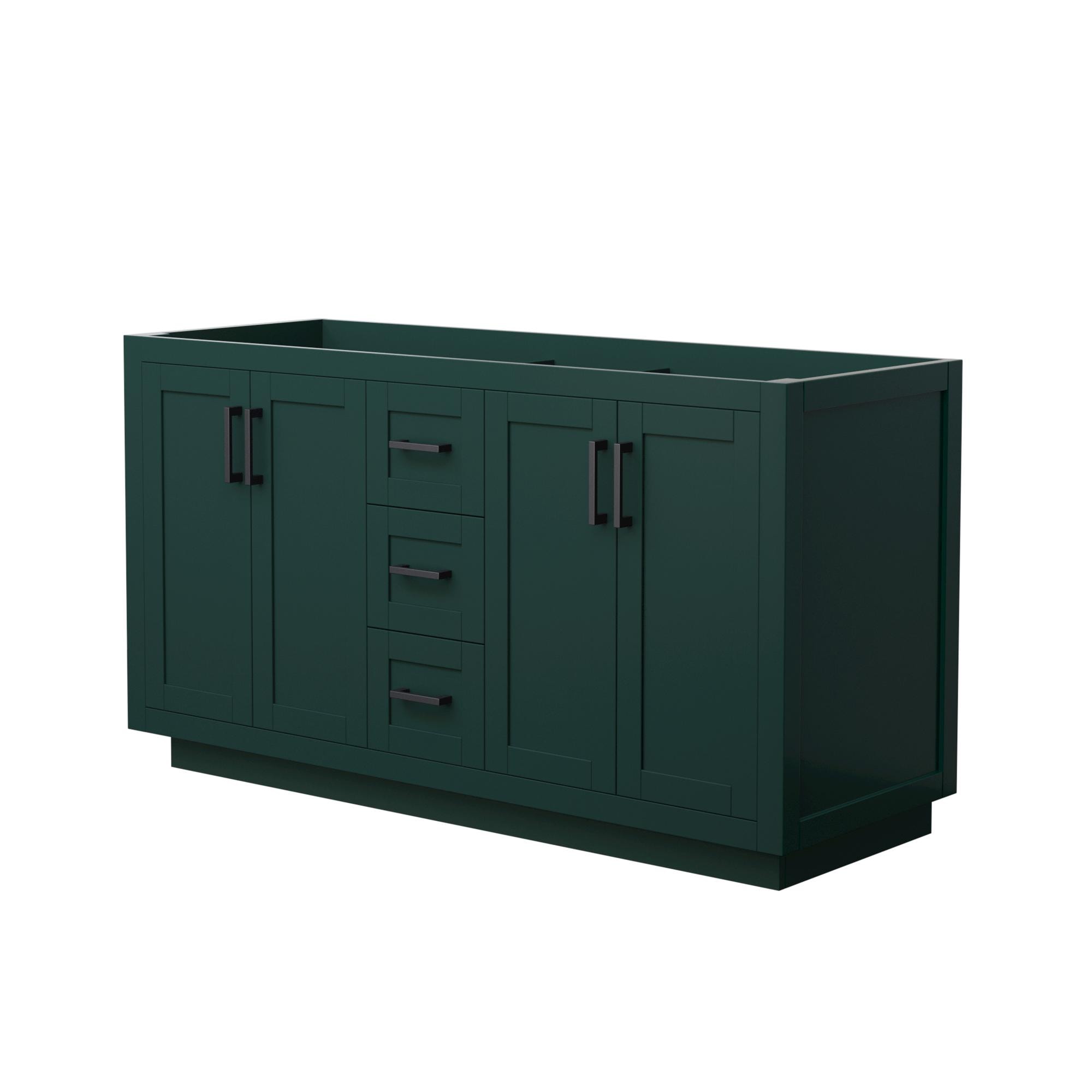 Wyndham Collection WCF292960DGKCXSXXMXX Miranda 60-in Green with Matte Black Trim Bathroom Vanity Base Cabinet without Top