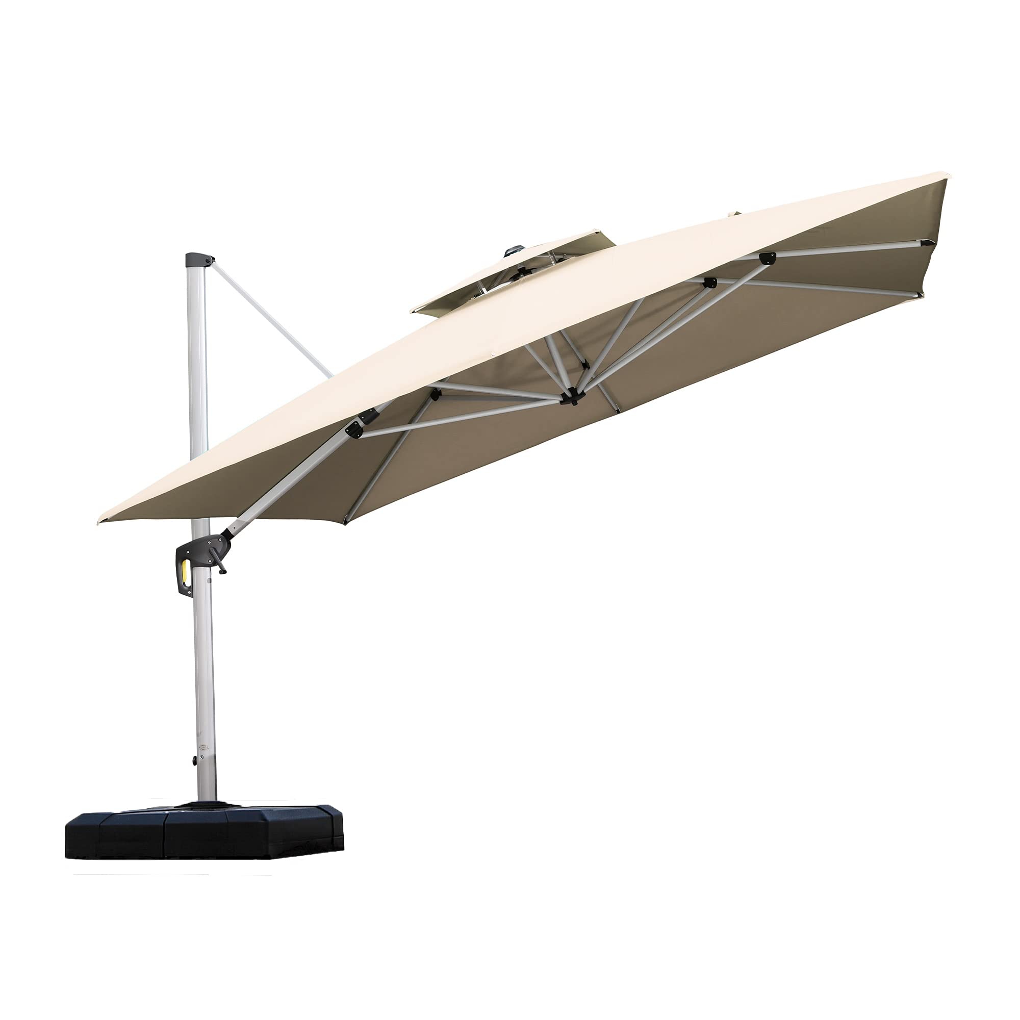 PURPLE LEAF LSLRS11-KK 11-ft Aluminum Beige Crank Cantilever Patio Umbrella