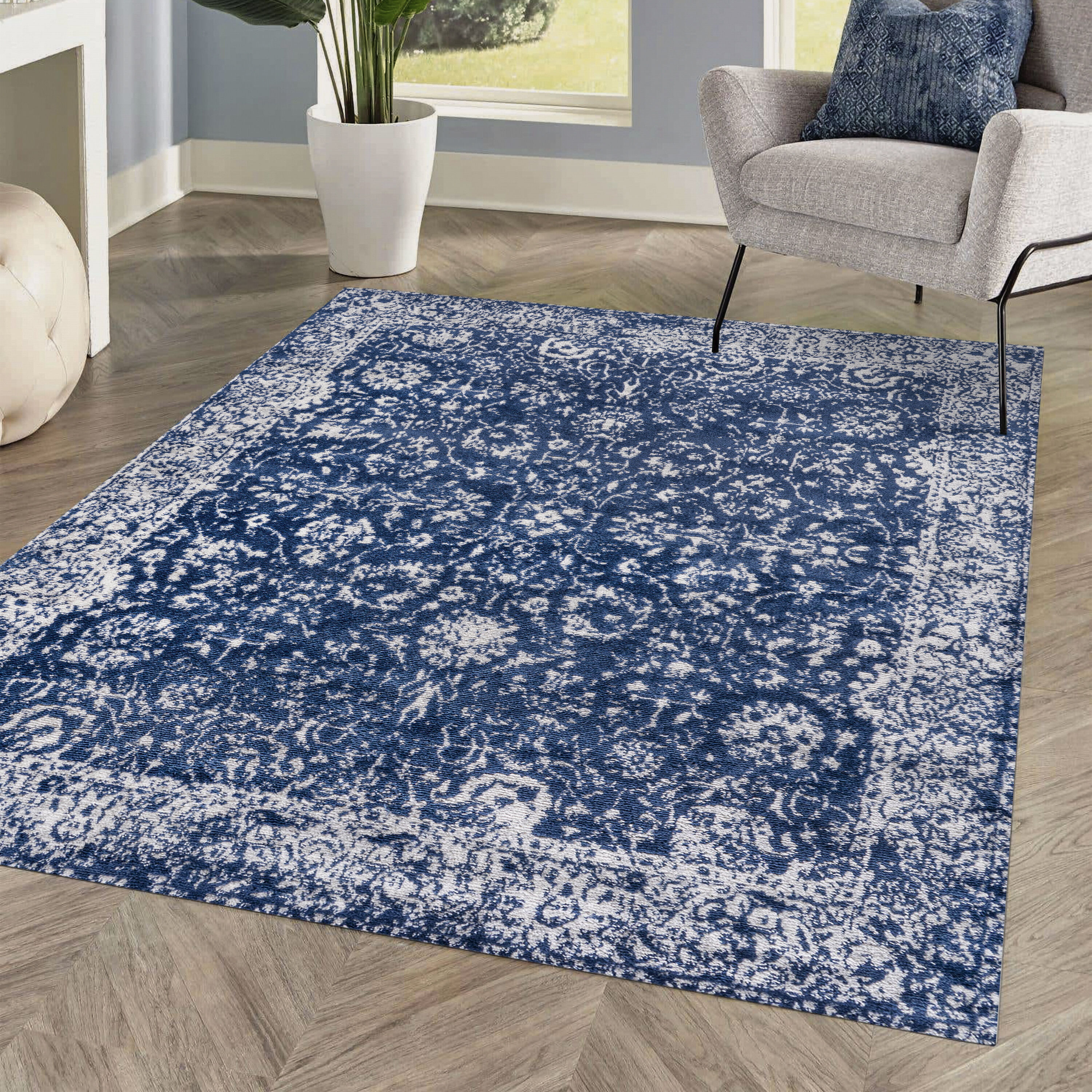 JONATHAN Y 8 X 10 (ft) Navy Indoor Distressed/Overdyed Vintage Area Rug ...