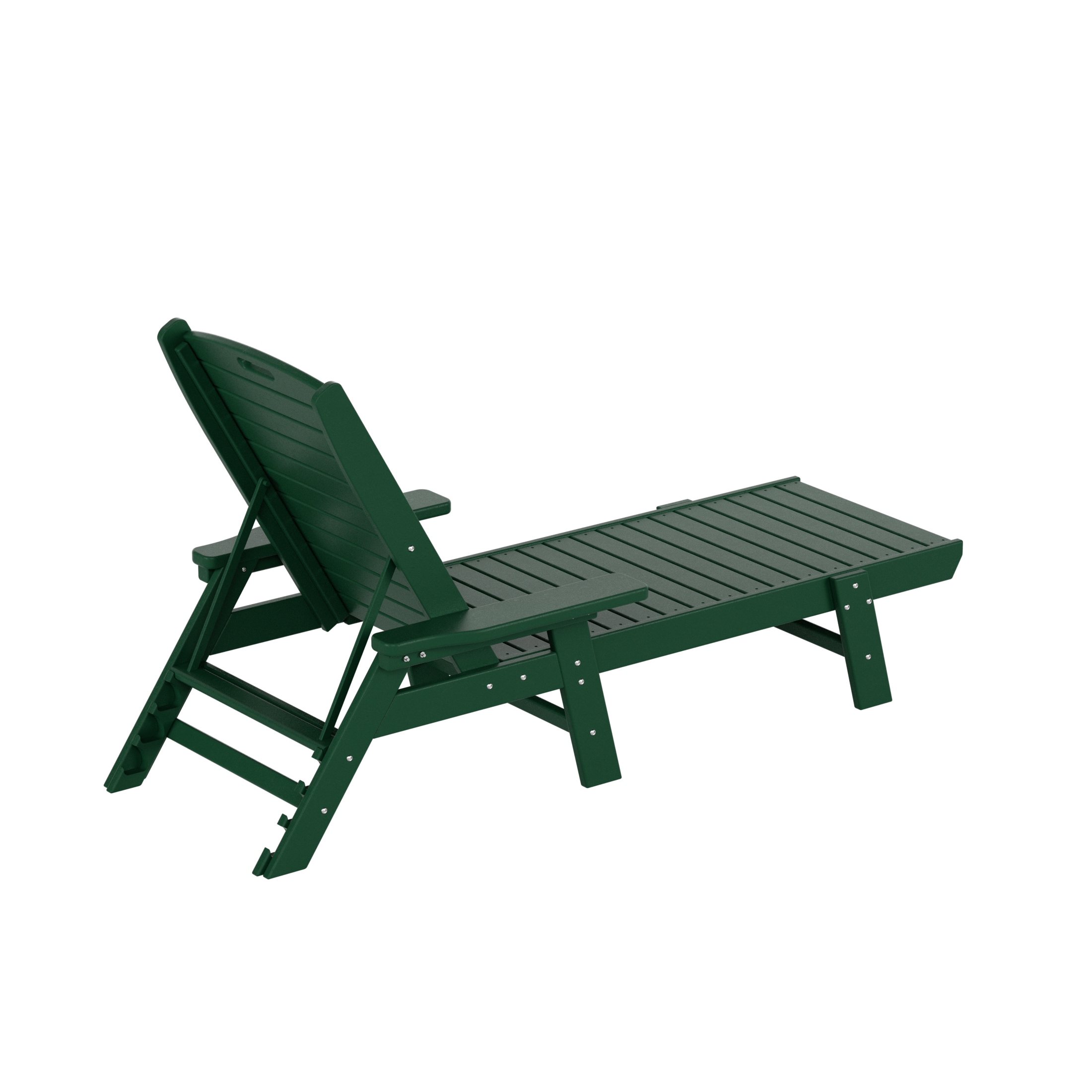 Laguna 78" Dark Green HDPE Adjustable Outdoor Chaise Lounge with Arms
