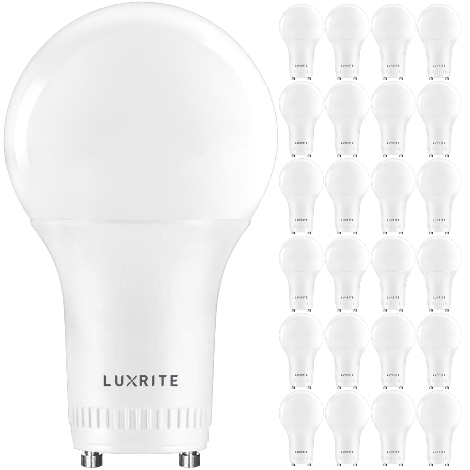 60-Watt EQ A19 Soft White GU24 Pin Base Dimmable LED Light Bulb (24-Pack) | - Luxrite LR21461-24PK