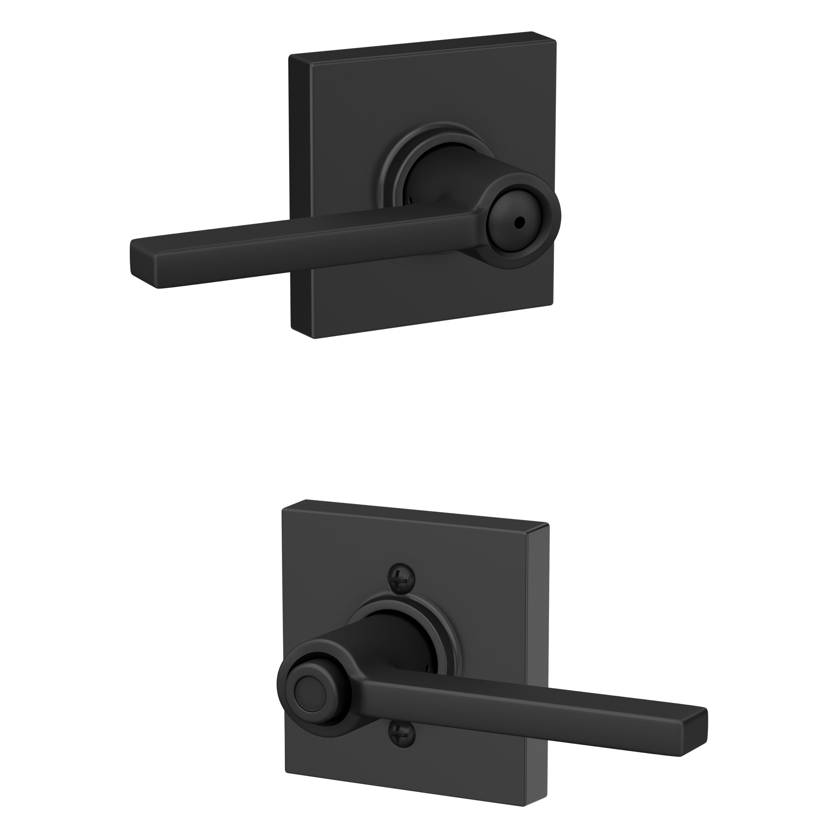 Schlage F40 G LAT 622 COL Latitude-Collins Matte Black Interior Bed/Bath Privacy Door Handle
