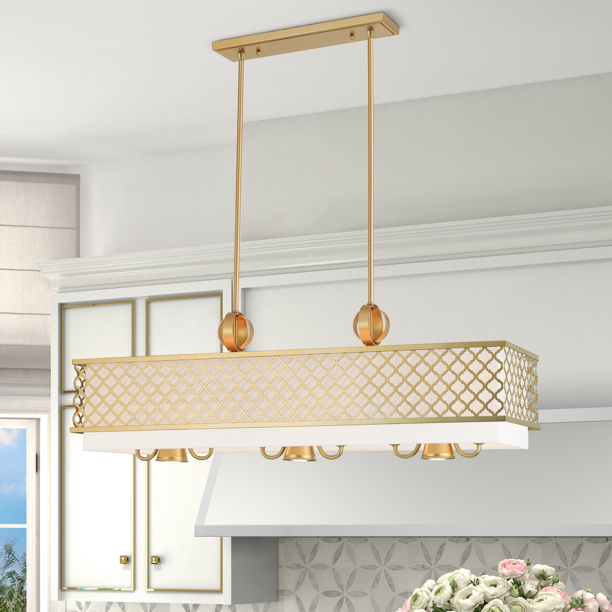 Livex Lighting Arabesque 9-Light Satin Gold Transitional Damp Rated ...