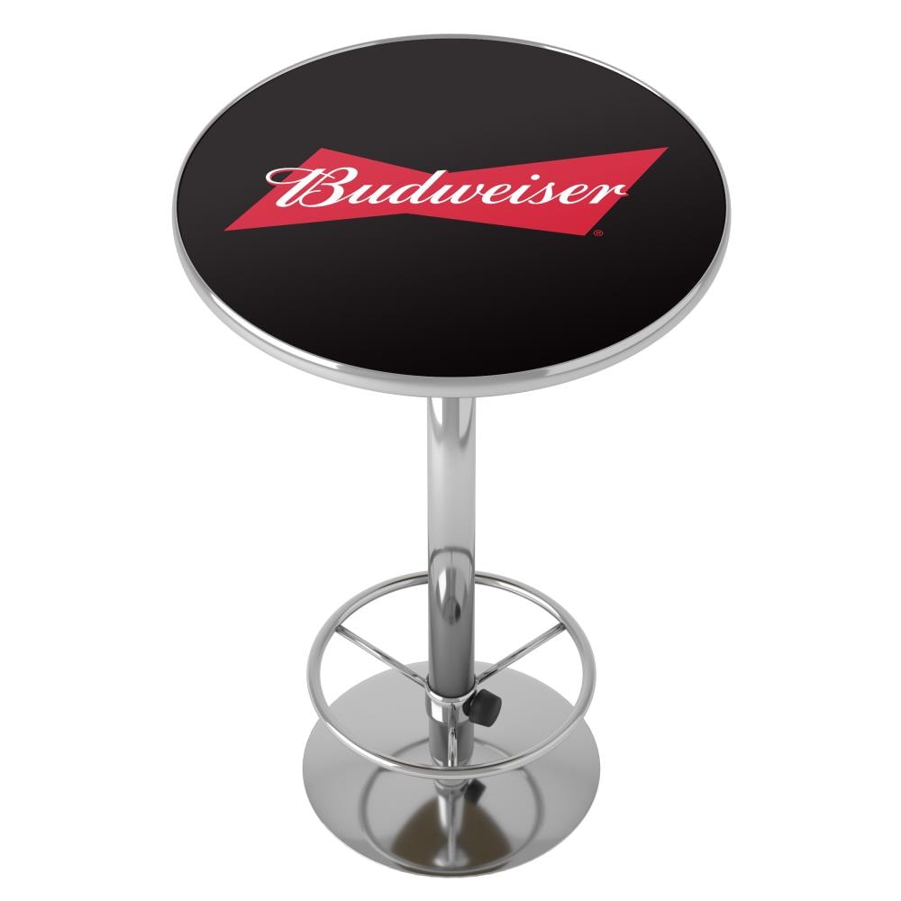 Trademark Gameroom AB2000-BUD Pub tables Black Round Traditional Bar Table, Composite with Metal Pedestal Base 27.375-in L x 42-in H