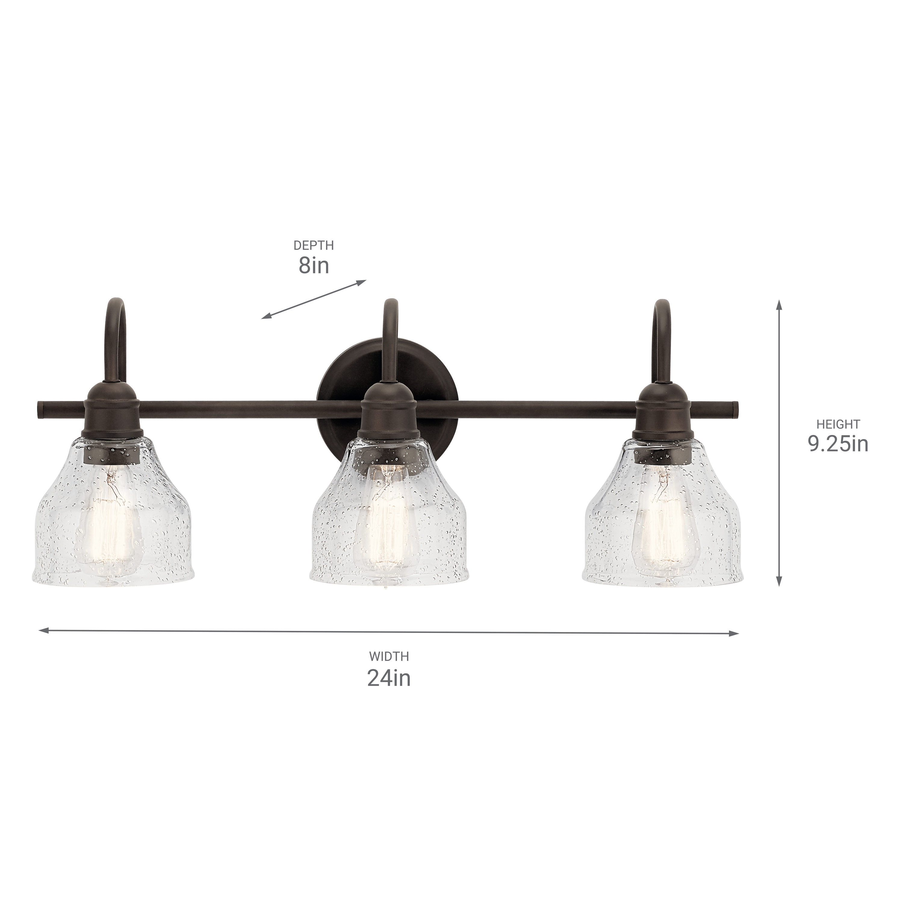 Kichler Avery 24-in 3-Light Bronze Farmhouse Vanity Light 45973OZ at ...