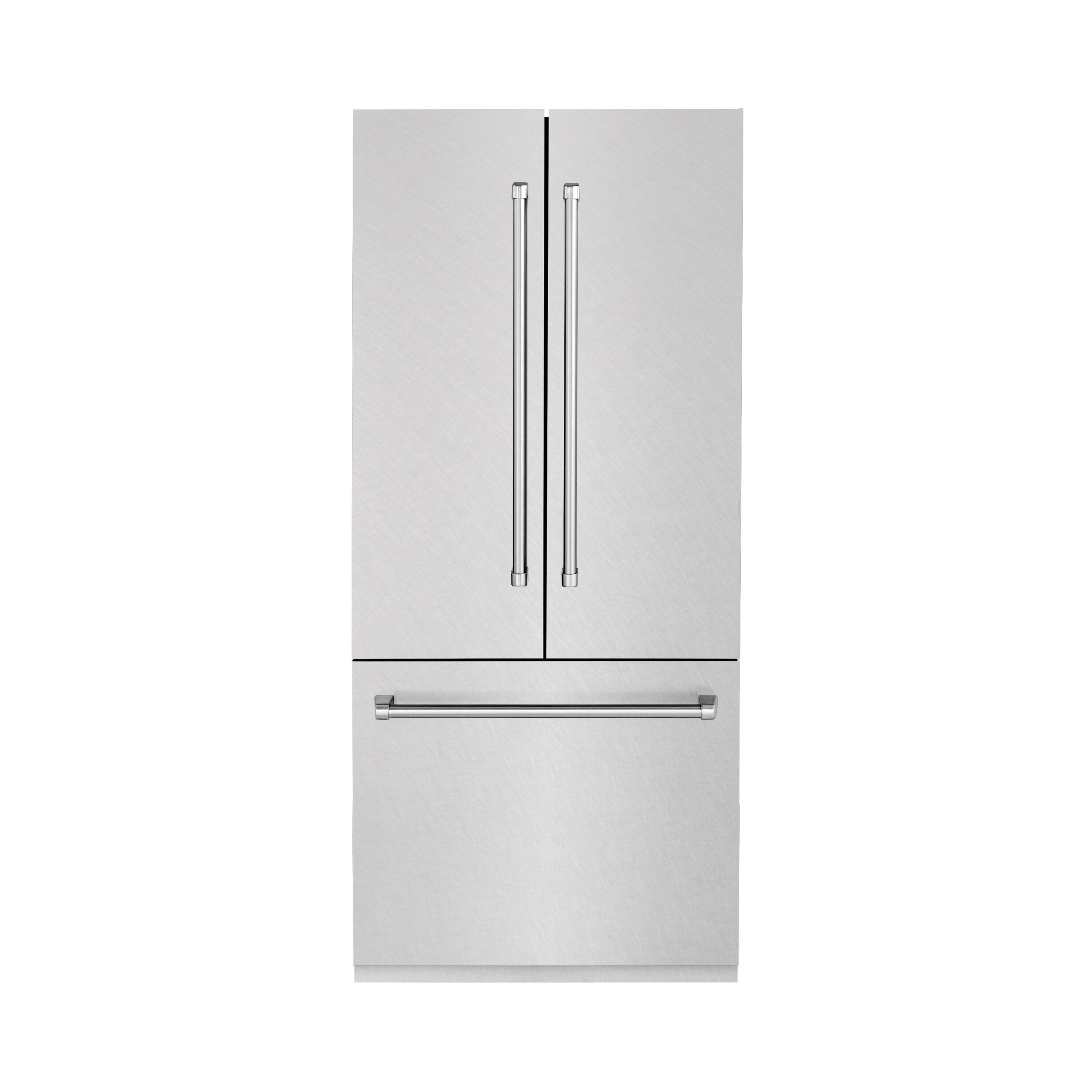 ZLINE KITCHEN & BATH RBIV-SN-36 19.6-cu ft Counter-Depth Built-In Bottom-Freezer Refrigerator with Ice Maker ( Satin Stainless Steel ) ENERGY STAR Certified