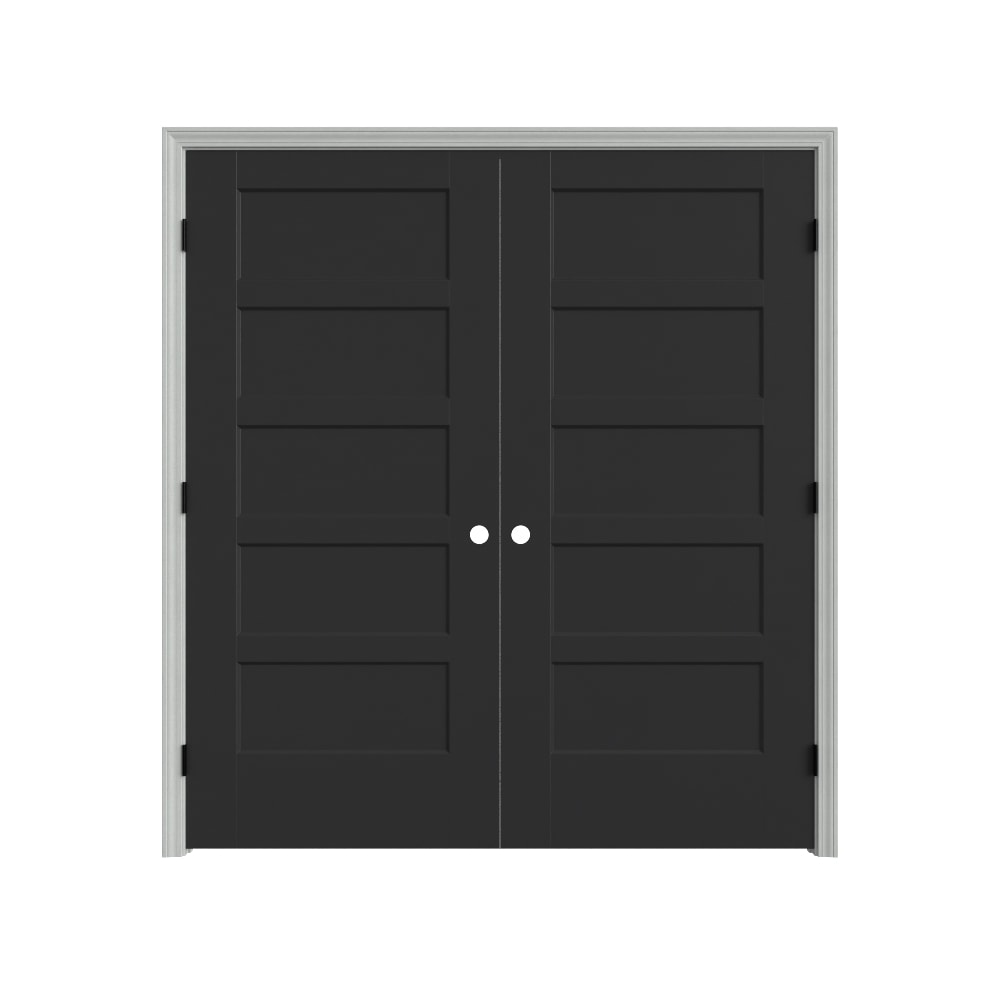 Masonite 641069 28-in x 80-in Midnight Hollow core 4 panel square Left hand Smooth Primed Molded composite Flat Jamb Single Prehung Interior Door