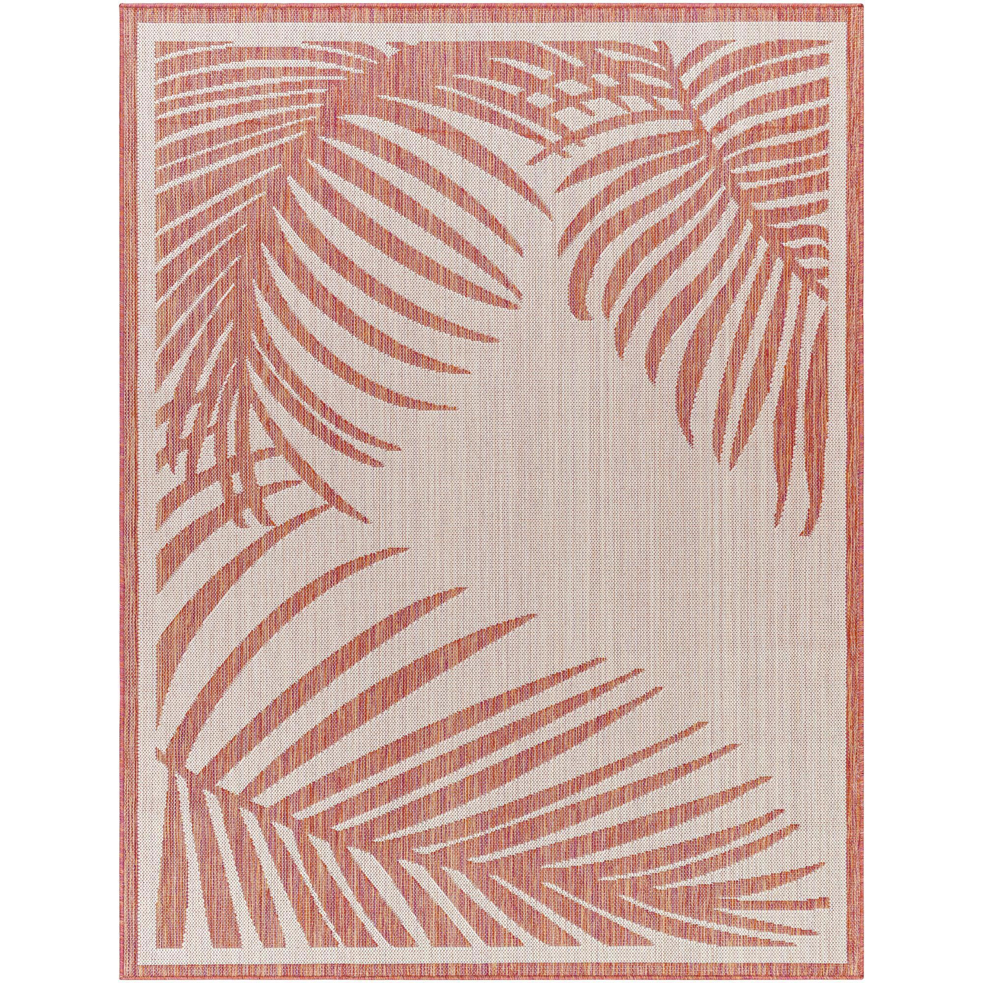 Livabliss LBH2353-679 Long Beach 7 x 9 (ft) Polypropylene Gray/Red Rectangular Indoor/Outdoor Floral/Botanical Coastal Area rug