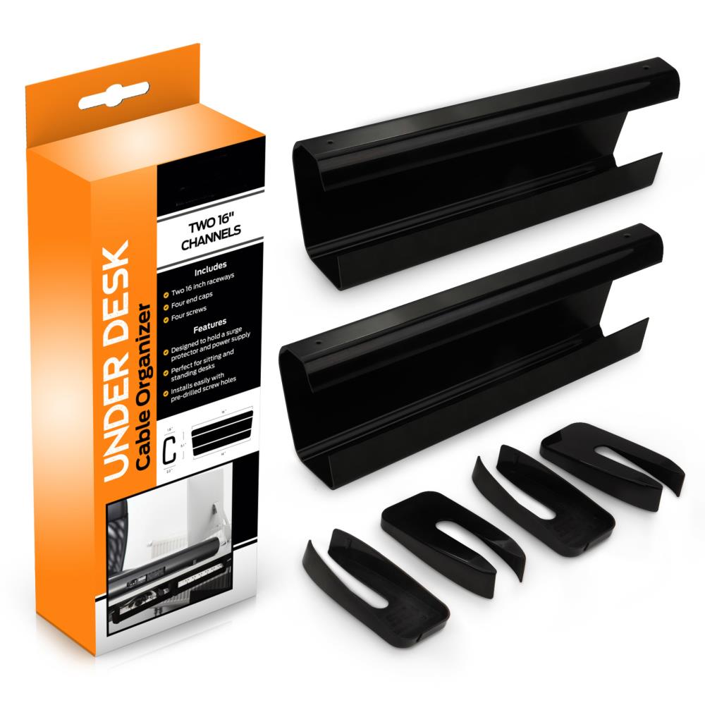 Fleming Supply 6-Piece 12-1/2-ft x 30.4-in Plastic Black Straight Channel  Cord Cover in the Cord Covers & Organizers department at