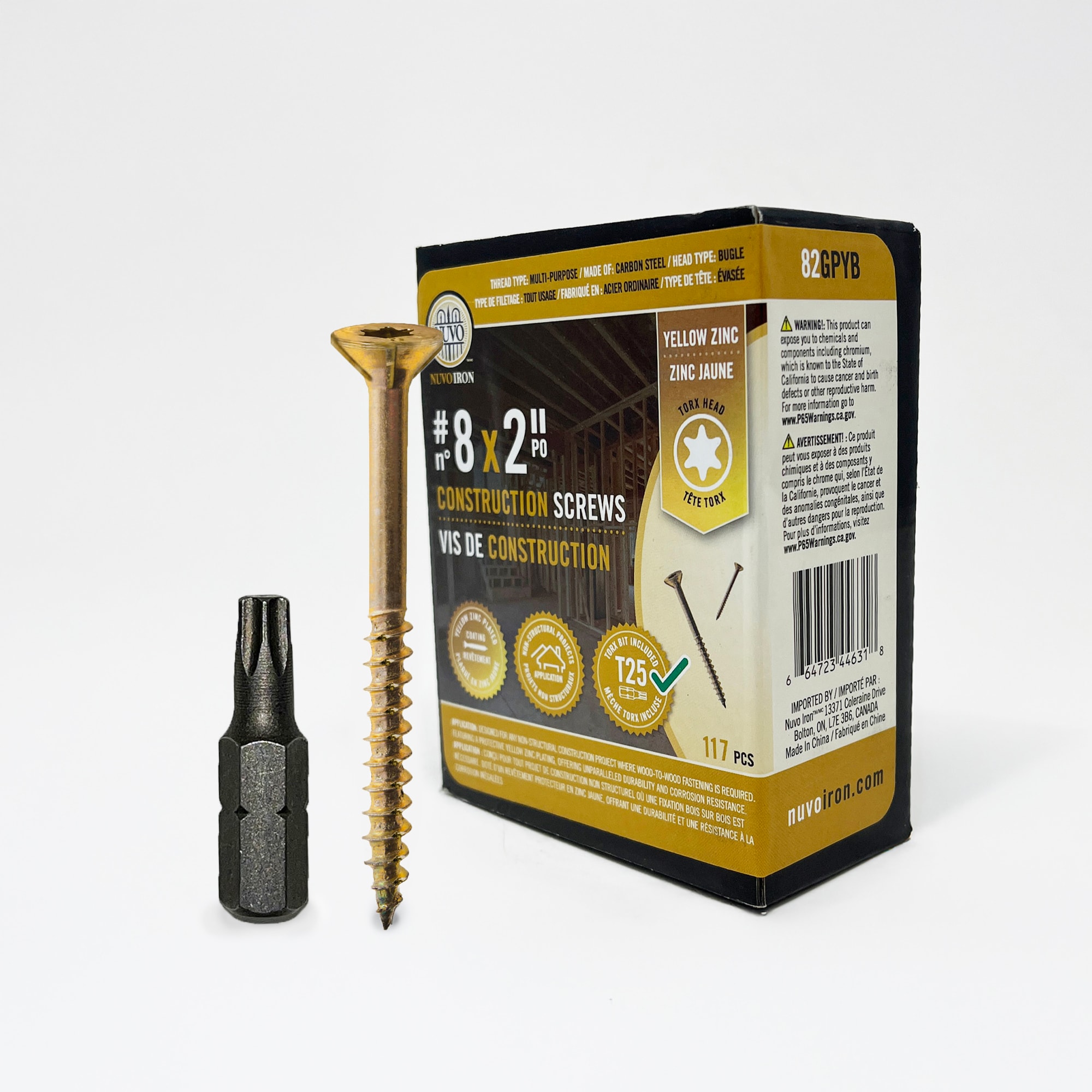 Nuvo Iron 82GPYB #10 x 3-1/2-in Yellow Zinc Exterior Wood Screws (100-Per Box)
