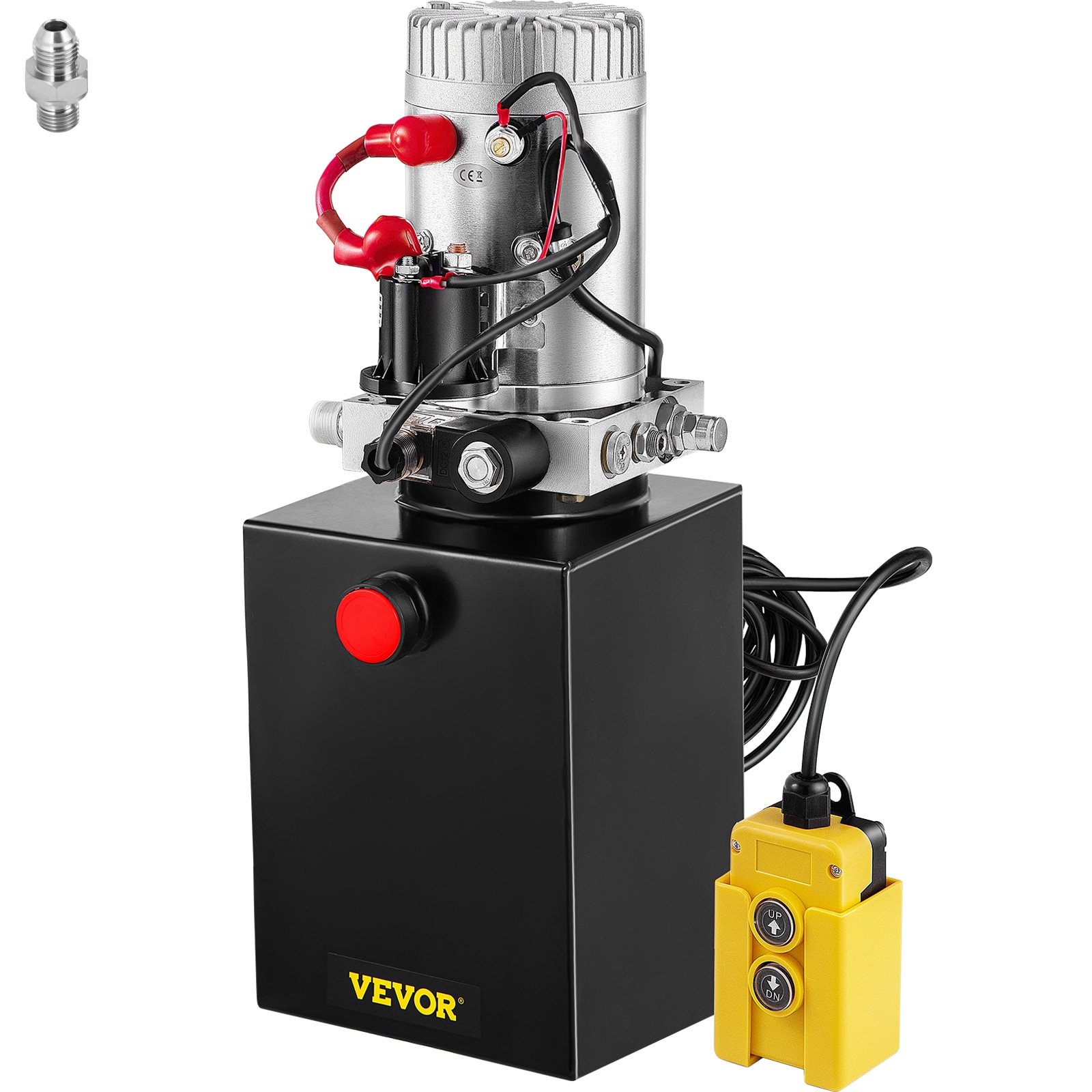 VEVOR 6LCZYYBTXDZY00001V0 Hydraulic Pump Electric Hydraulic Pump 6 Quart Single Acting Metal Reservoir For Dump Trailer