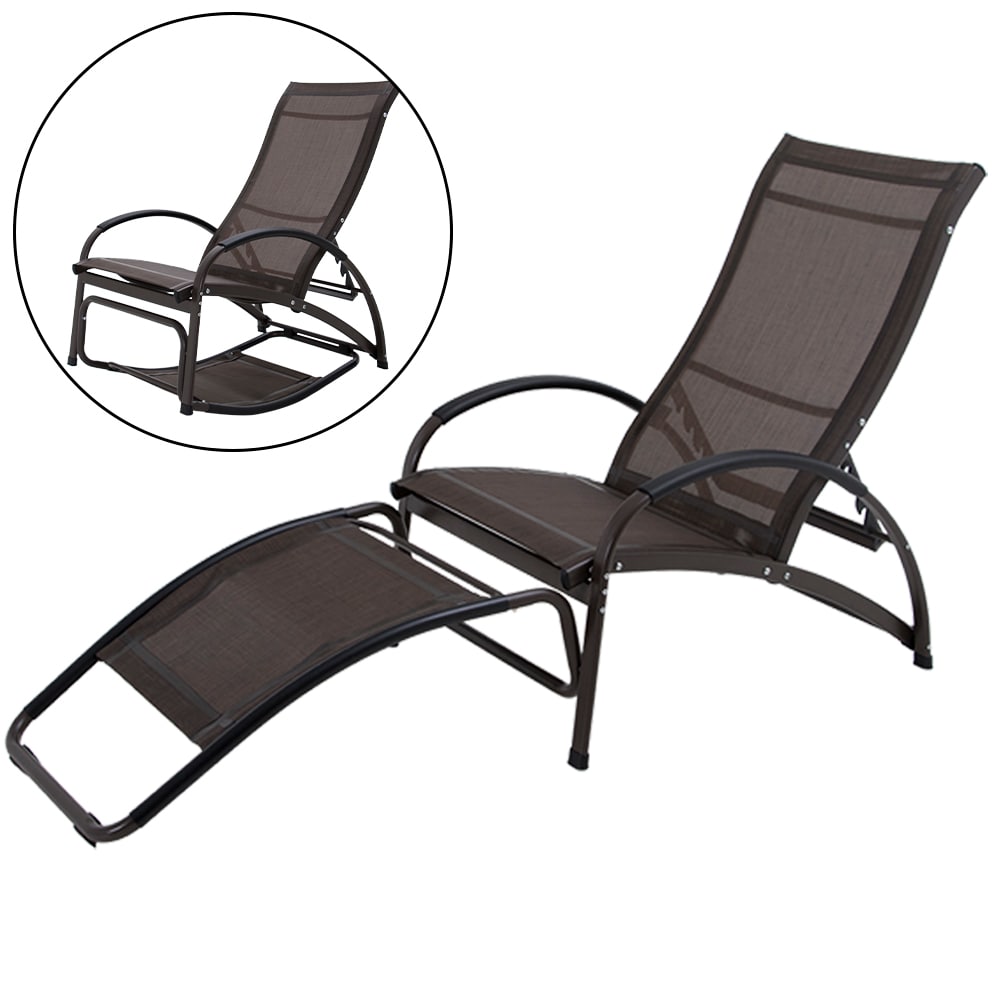 Crestlive Products Outdoor Folding Reclining Chaise Lounge Chair, Brown