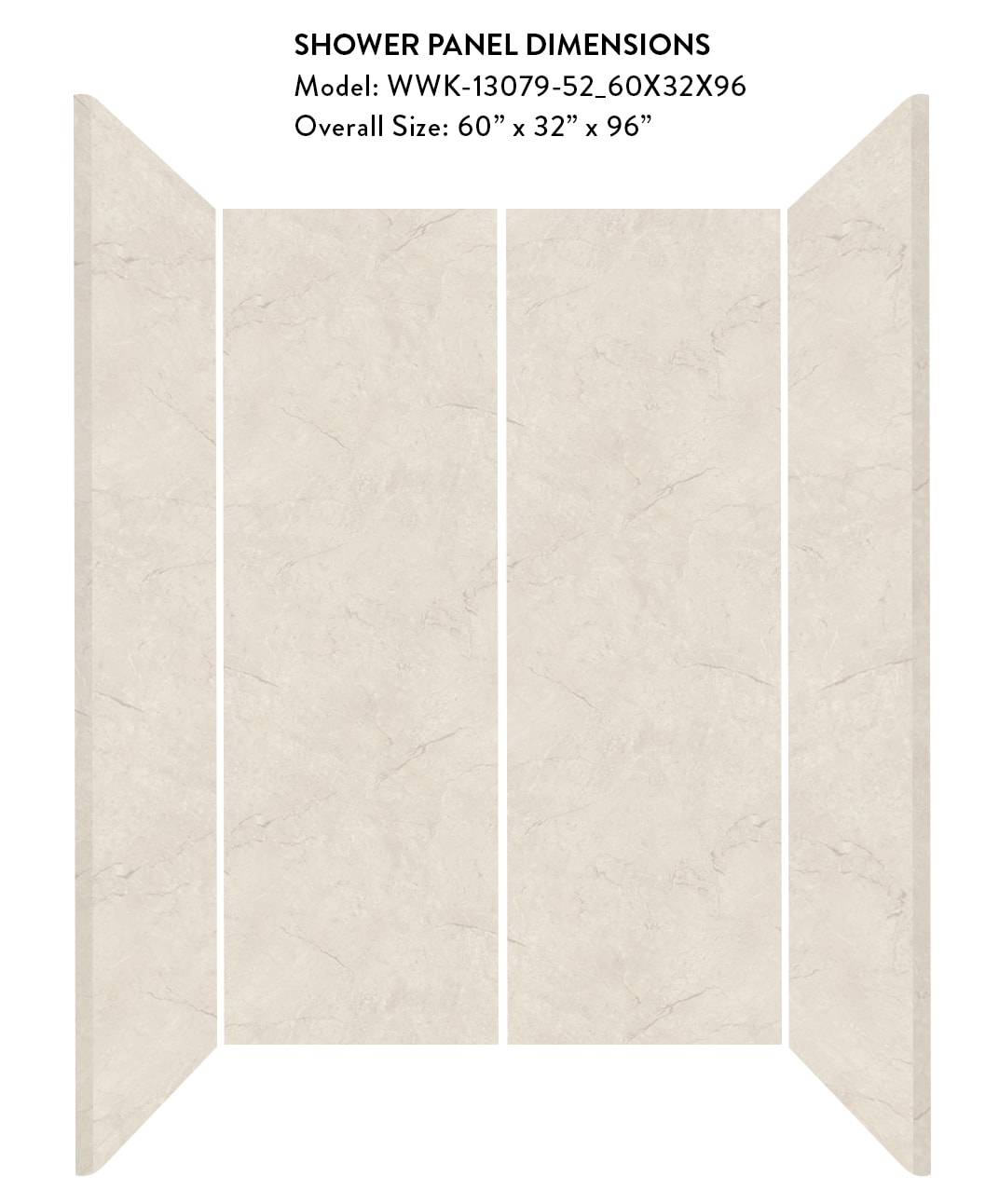 Wetwall 32-in X 60-in X 96-in Vienna Marble 4-piece Bathtub Wall Panel 