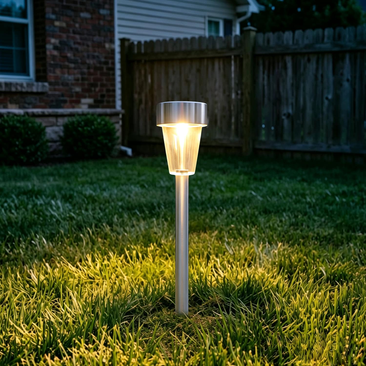 Harbor Breeze 10 -Pack 1 -Lumens Silver Solar LED Outdoor Path Light Kit with Dusk-to-Dawn Sensor 3000-K