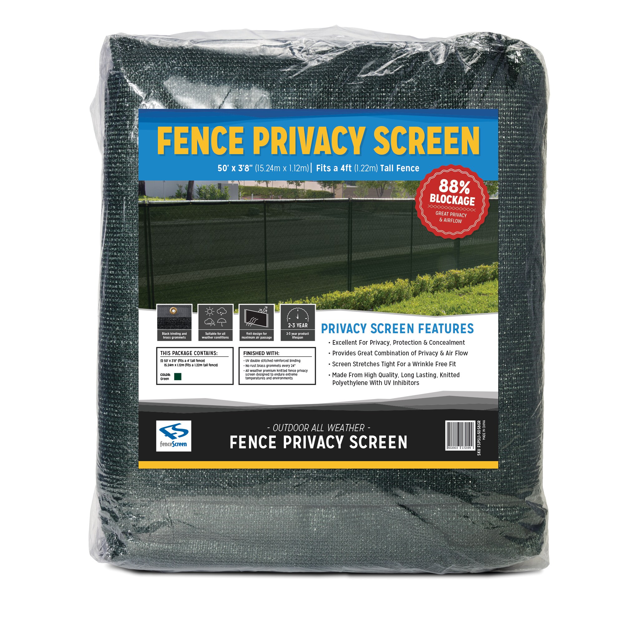 FenceScreen FSPSL1-5038GR Forest Green Hdpe Chain Link