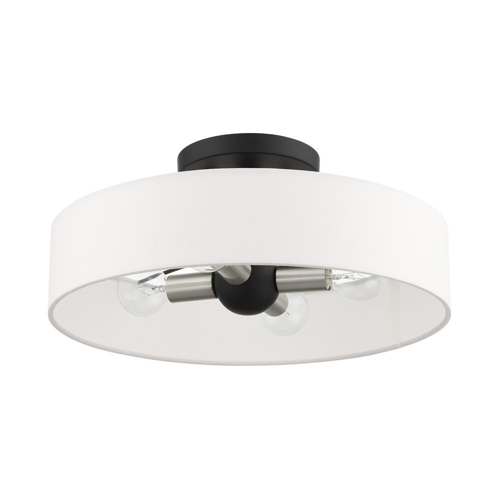 Livex Lighting Venlo 4-Light 14-in Black with Brushed Nickel Accents Incandescent Semi-flush Mount Light