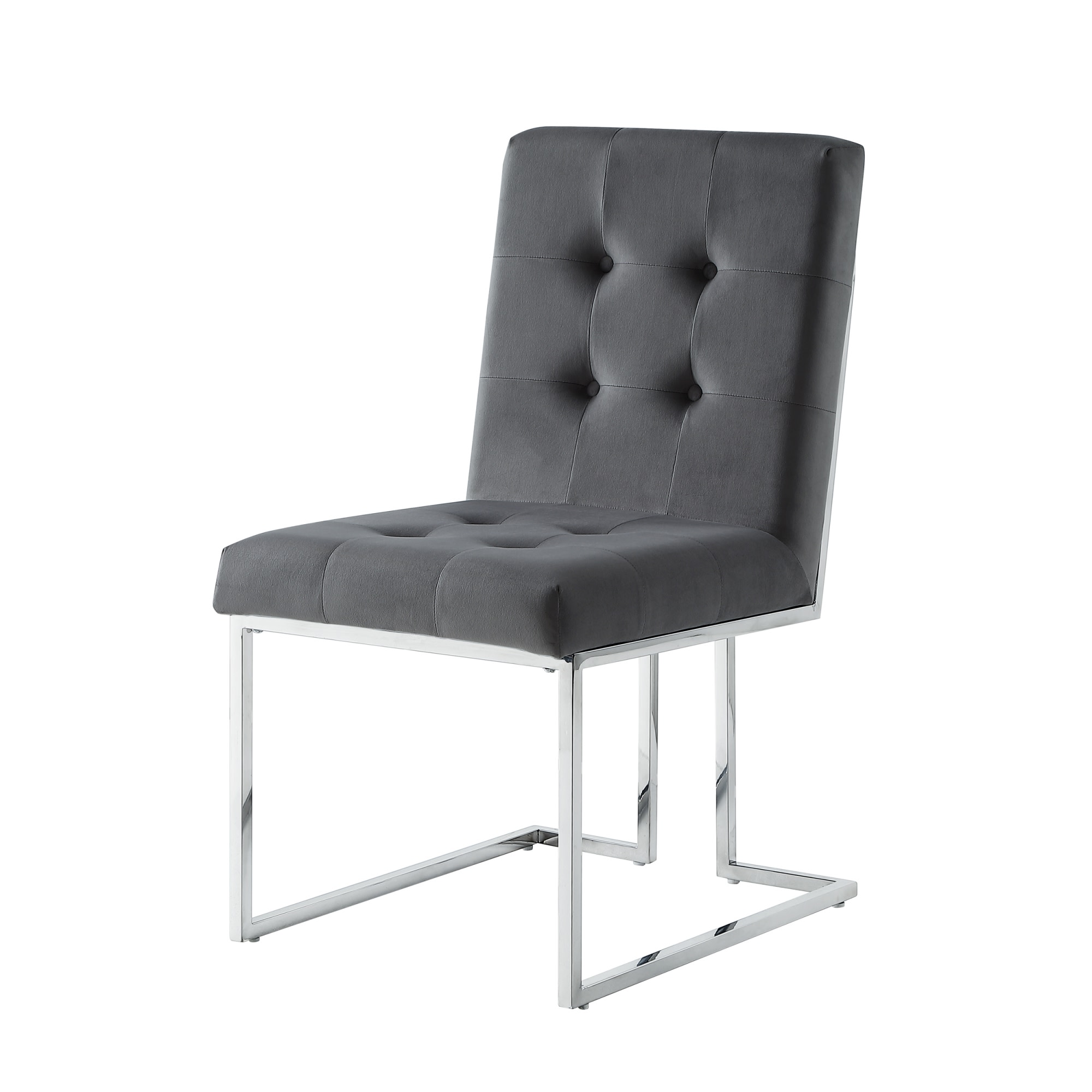 Inspired Home DC56-02GR2-LS Set of 2 Triniti Contemporary/Modern Velvet Upholstered Dining Side Chair (Metal Frame)