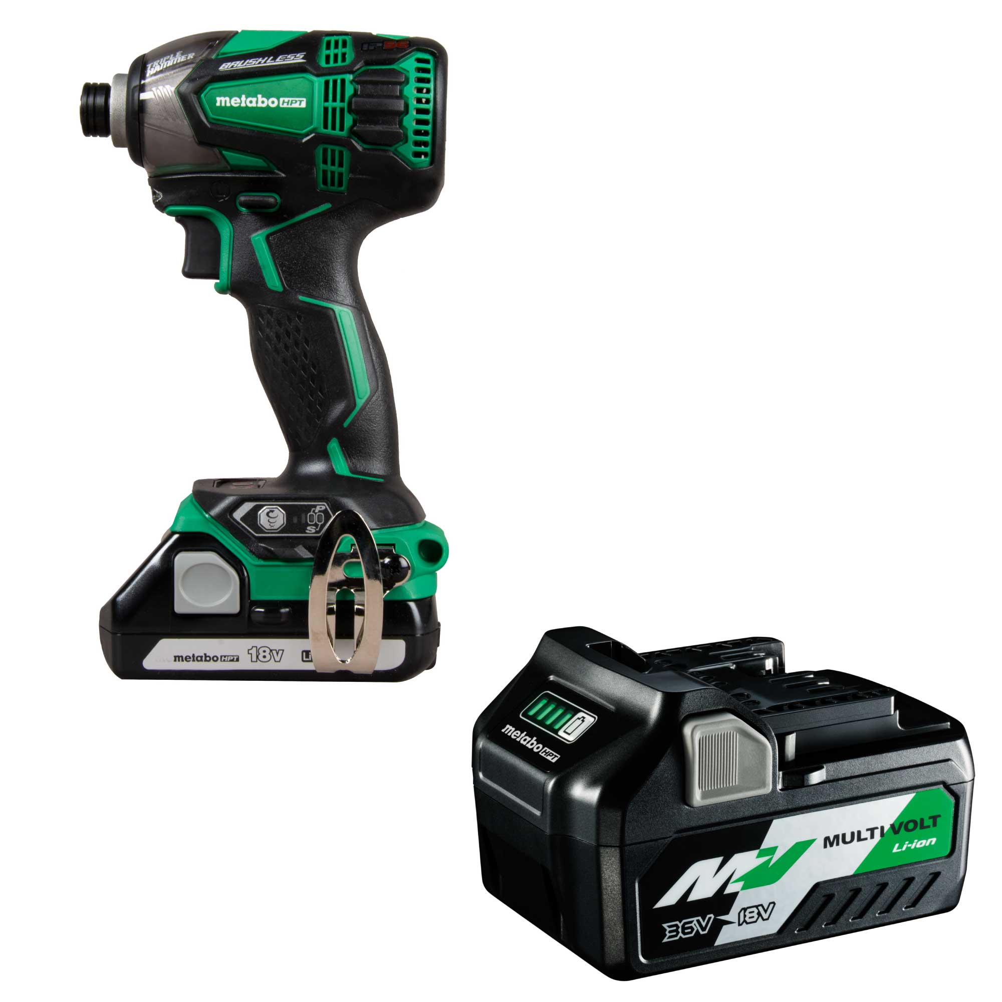 Metabo HPT MultiVolt 18-volt 1/4-in Variable Speed Brushless Cordless Impact Driver (2-batteries included) with MultiVolt 2.5Ah/5.0Ah Power Tool