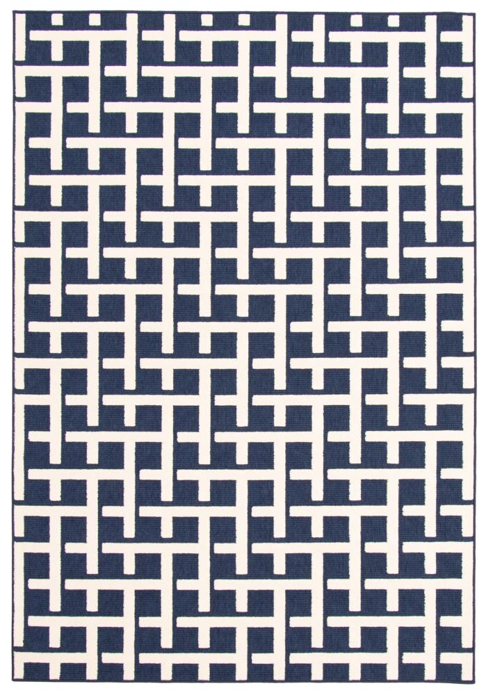 ECARPETGALLERY 351362 Villa 4 x 6 (ft) Polypropylene Blue Rectangular Indoor/Outdoor Geometric Area rug