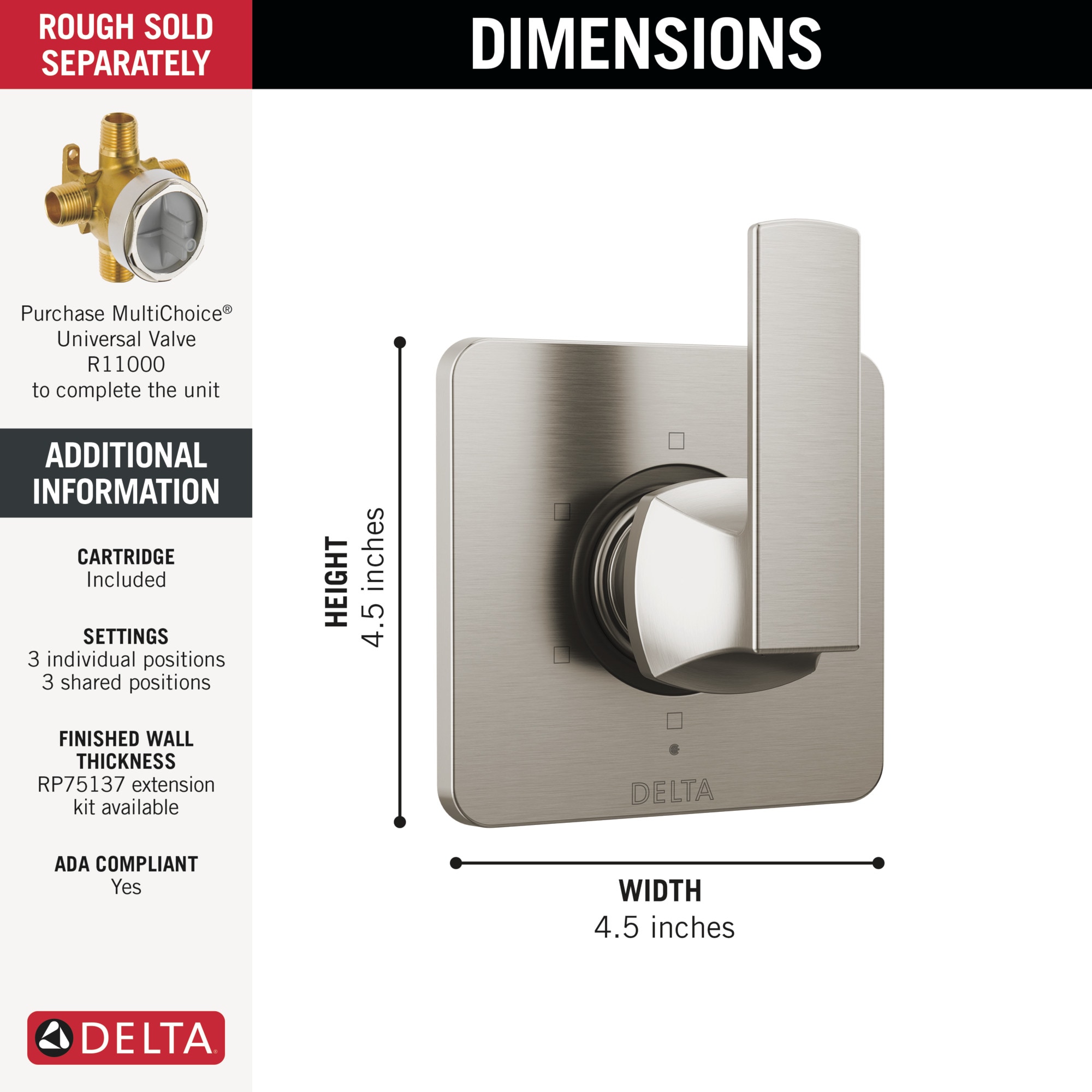 Delta T11937-SS Bath-Shower-Facc - View #2