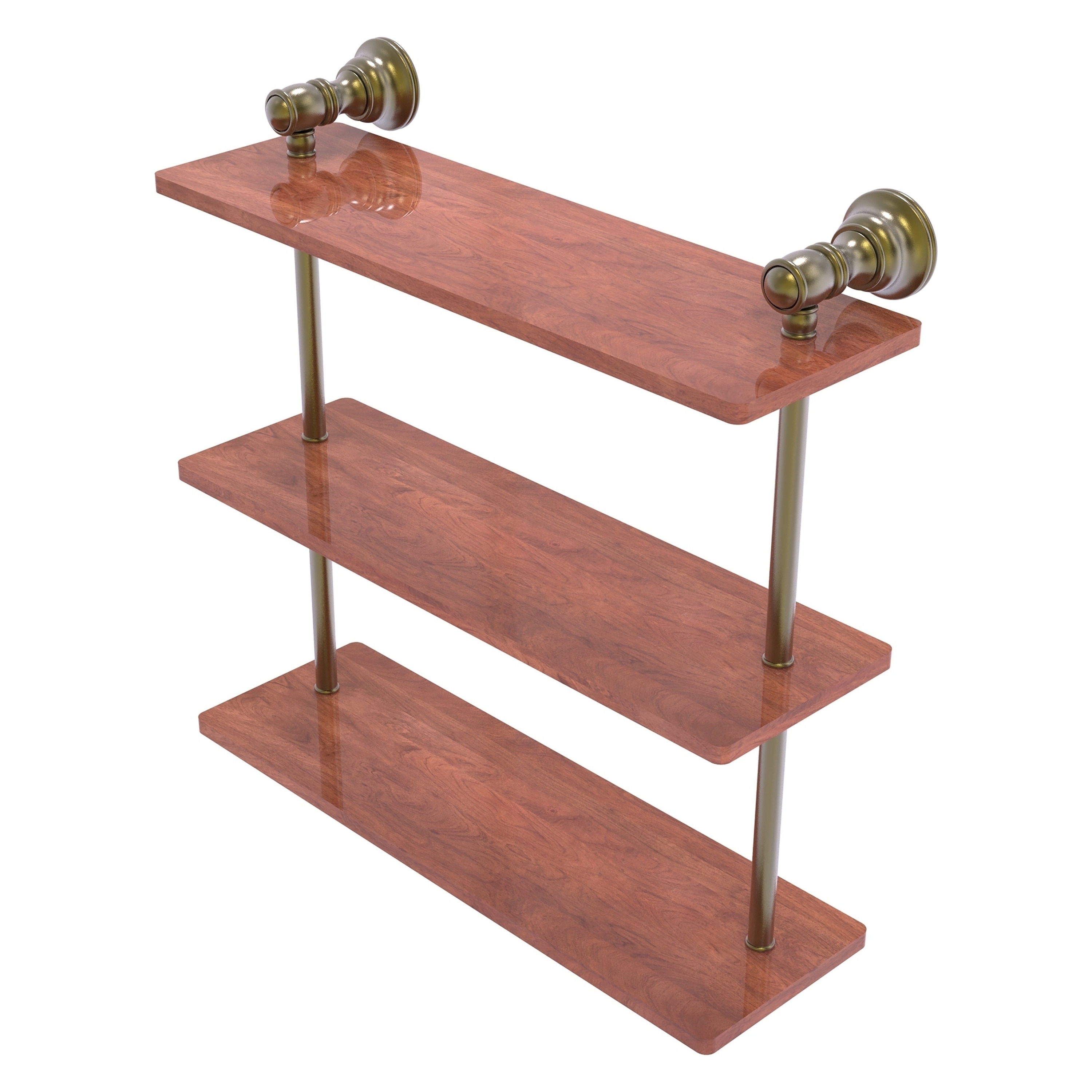 Allied Brass CL-5-16-IRW-ABR Carolina Antique Brass 3 -Tier Wall mount Corner Bathroom Shelf ( 16-in x 16-in x 5-in )