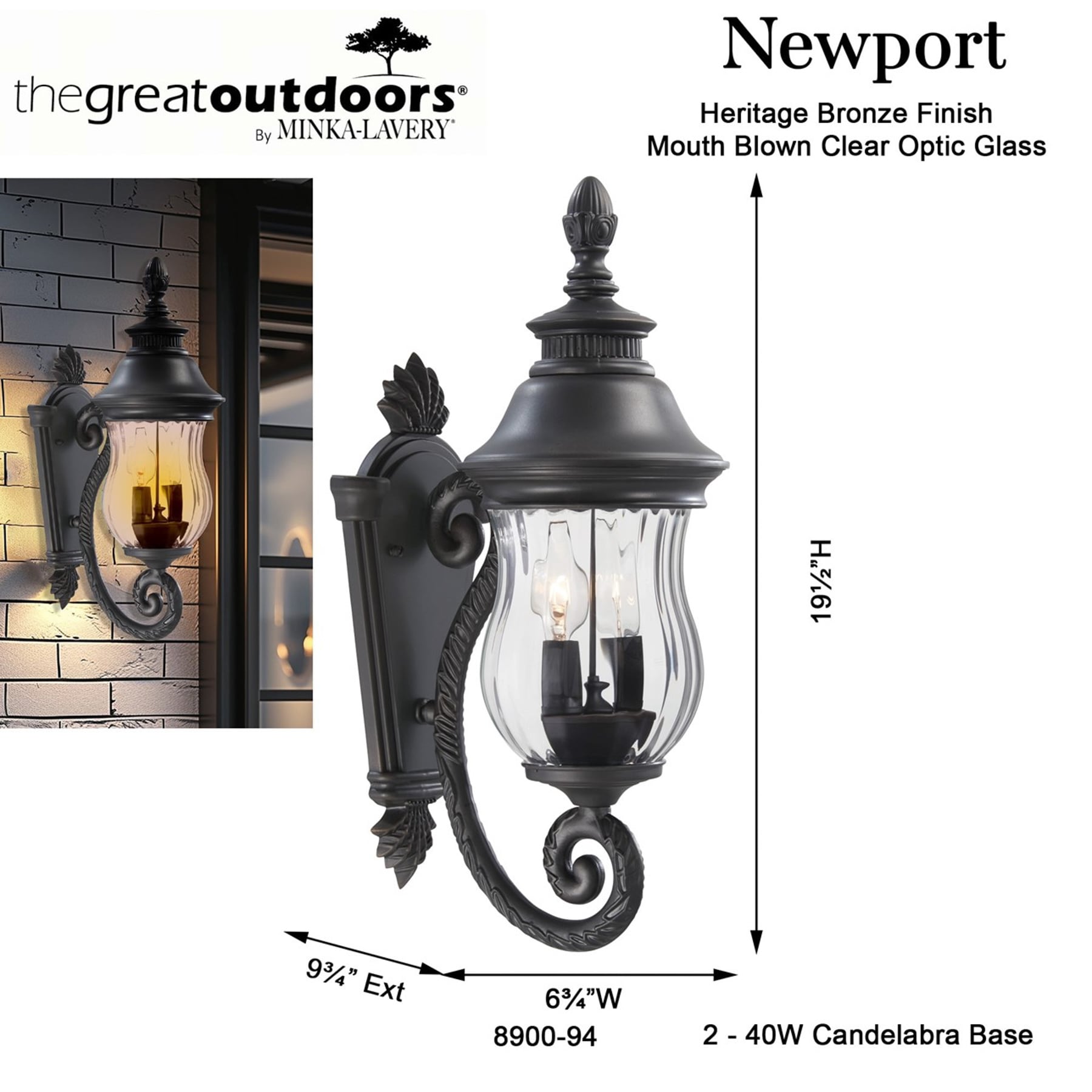 Heritage Bronze and Black 19.5" Outdoor Wall Sconce with Clear Glass