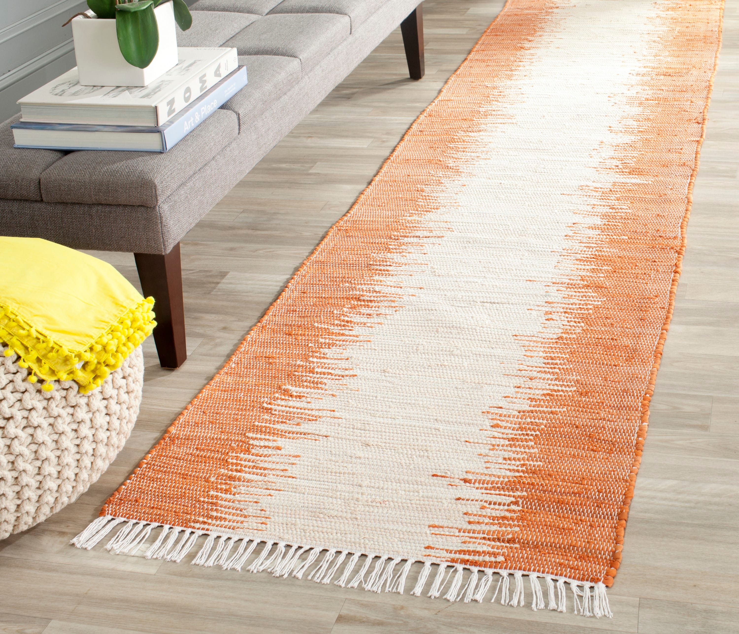 Safavieh Montauk Morro 2 x 6 Gray Indoor Stripe Coastal Handcrafted Runner