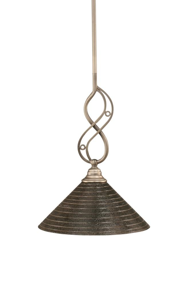  LWTK012227 Brooster Brushed Nickel Transitional Textured Glass Bell Hanging Pendant Light