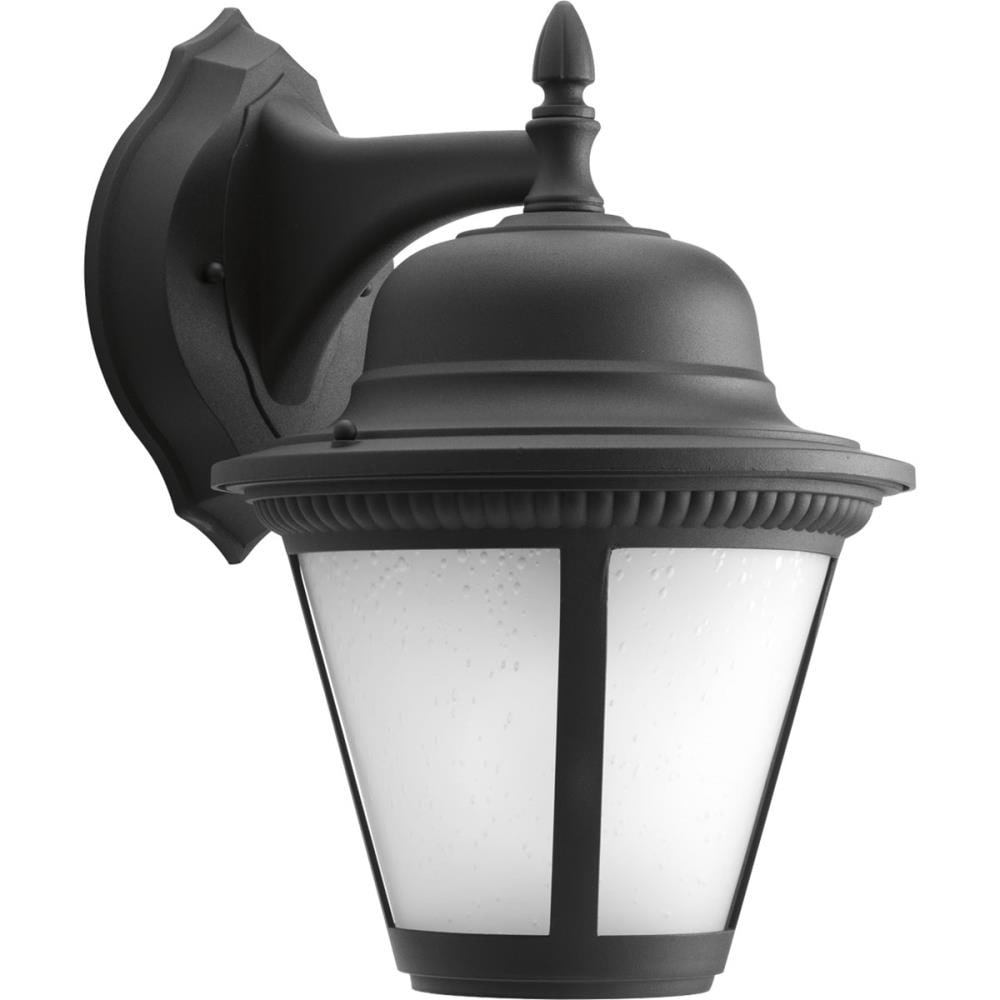 Westport Black LED Outdoor Wall Lantern with Seeded Glass
