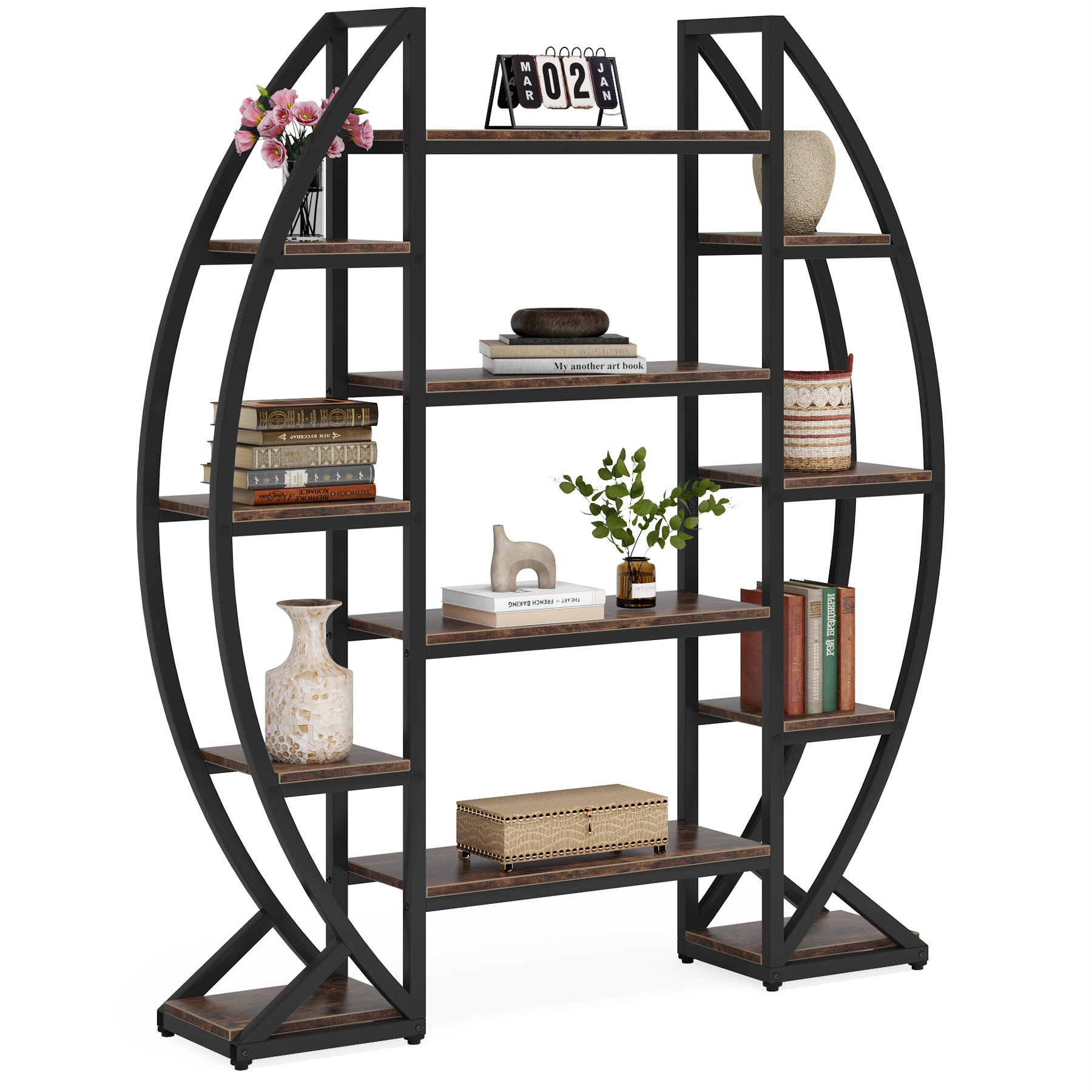 Tribesigns HOGA-C0663 Brown Metal Bookcase ( Painted