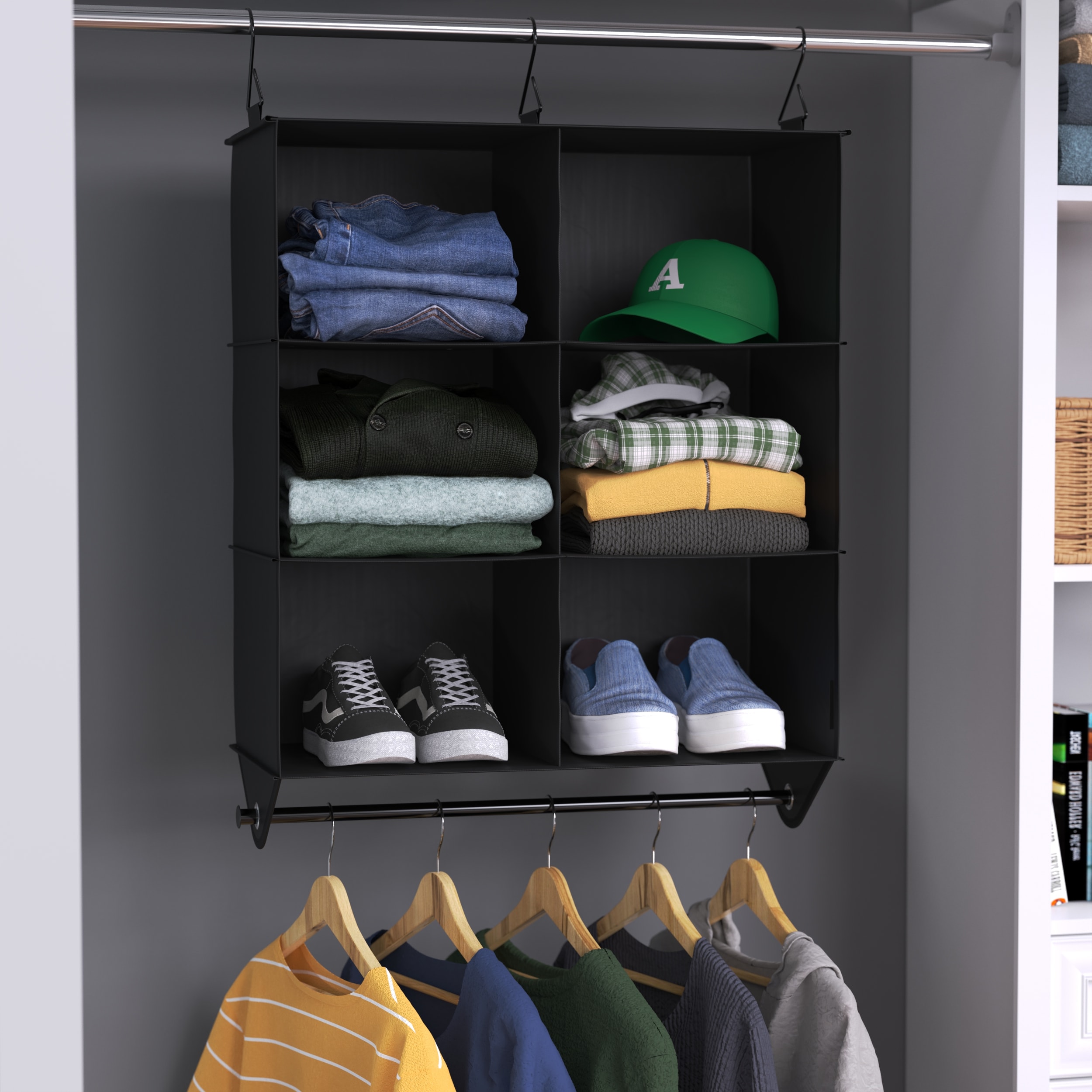 WeThinkStorage 12 x 12 x 42 Foldable 6-Shelf Hanging Closet Organizer  Clay