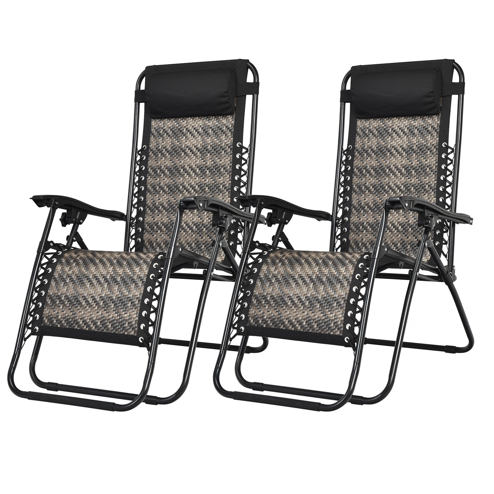 White Frame Folding Reclining Patio Chair with High Back 