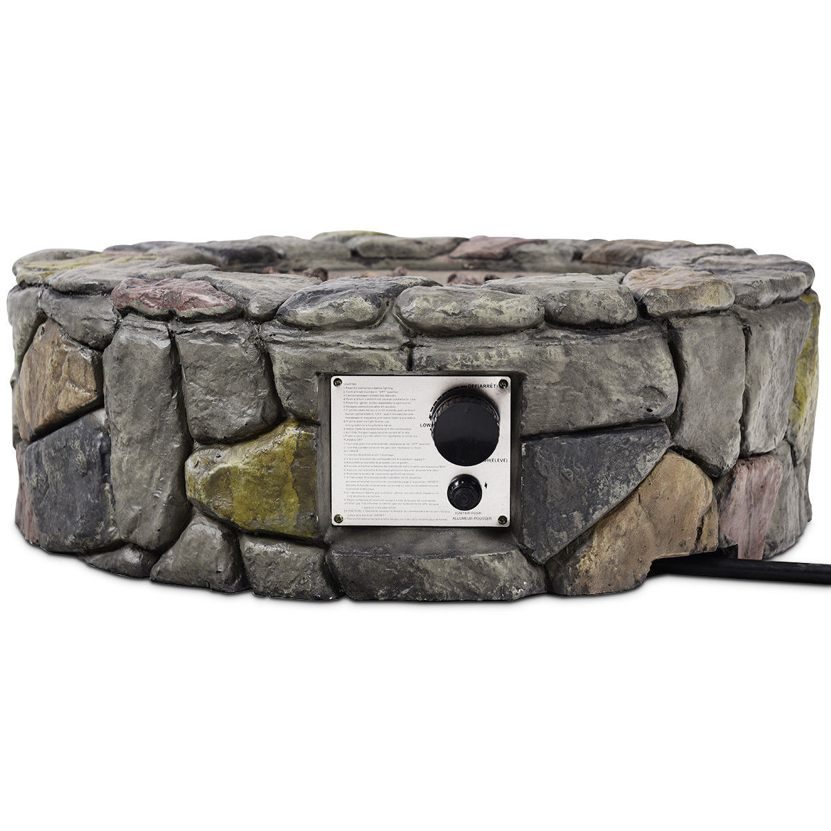 Barton Propane Fire Pit Outdoor, Propane Gas Fire Bowl with Lava Rocks  Cover, Auto-Ignition Outdoor Fireplace, 40,000 BTU, Dark Grey (27.5 inch)