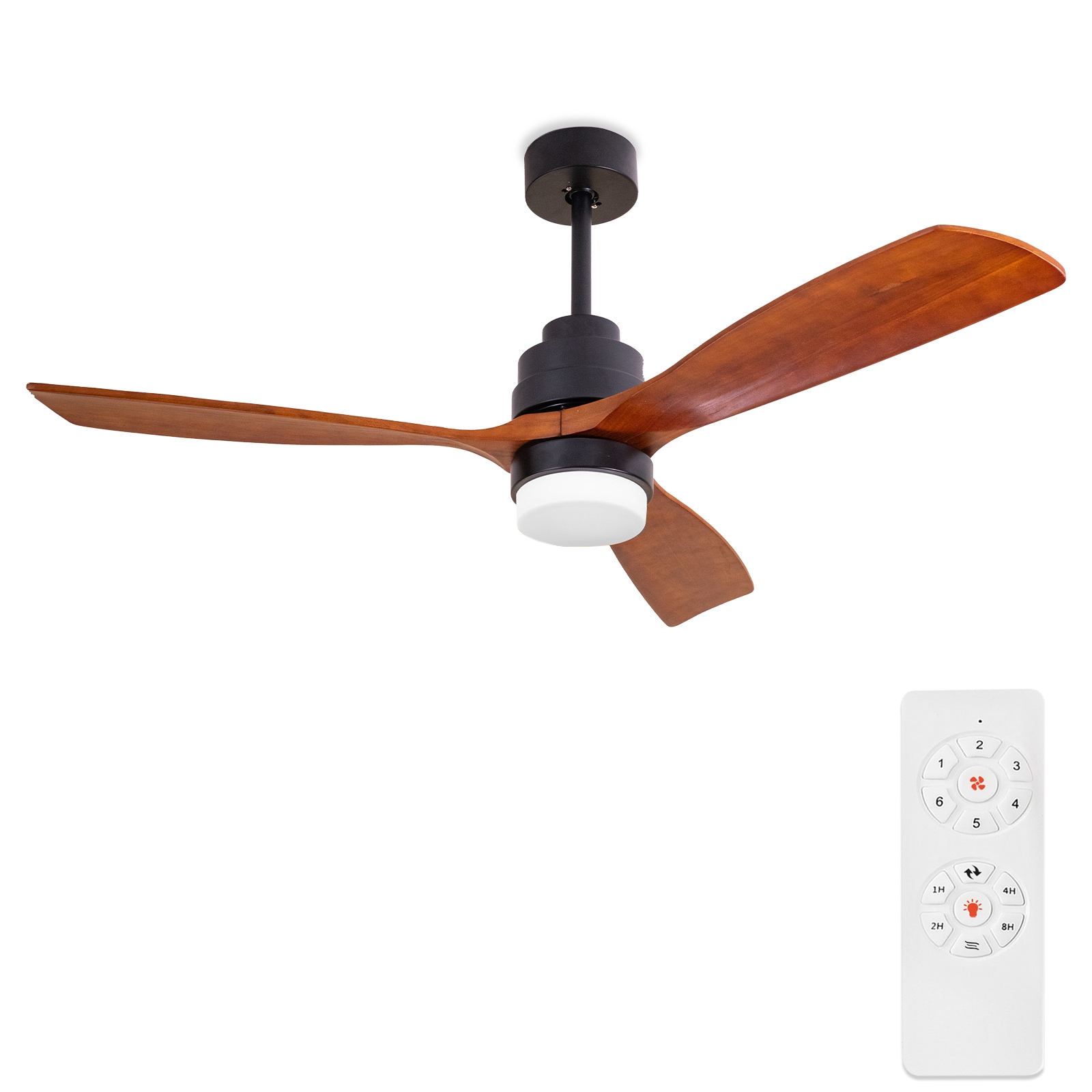 BANSA ROSE FF-M3601AC 52-in Color-Changing Integrated LED Outdoor Black with Wood Brown Blades Plug-in Ceiling Fan With Light - Remote Included ( 3 -Blade )